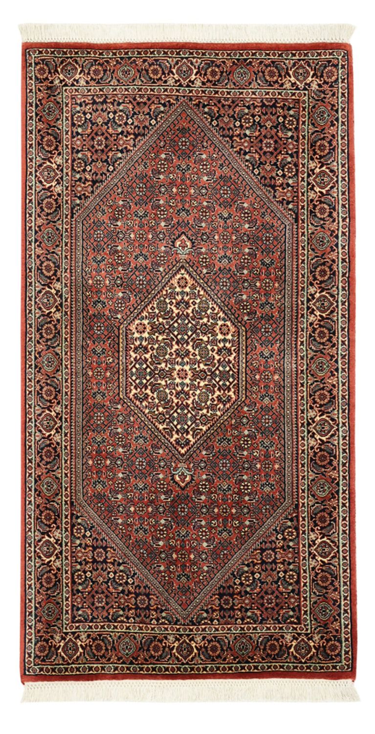 Alfombra persa - Bidjar - 136 x 70 cm - rojo oscuro