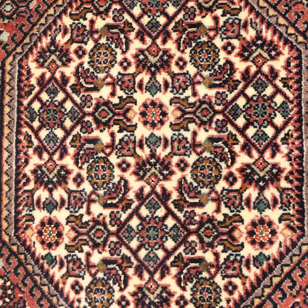 Alfombra persa - Bidjar - 136 x 70 cm - rojo oscuro