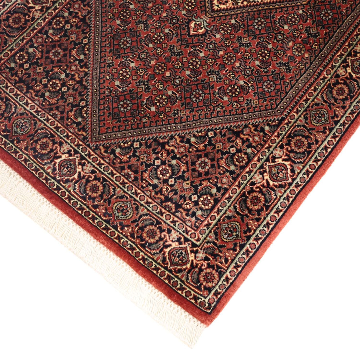 Alfombra persa - Bidjar - 136 x 70 cm - rojo oscuro