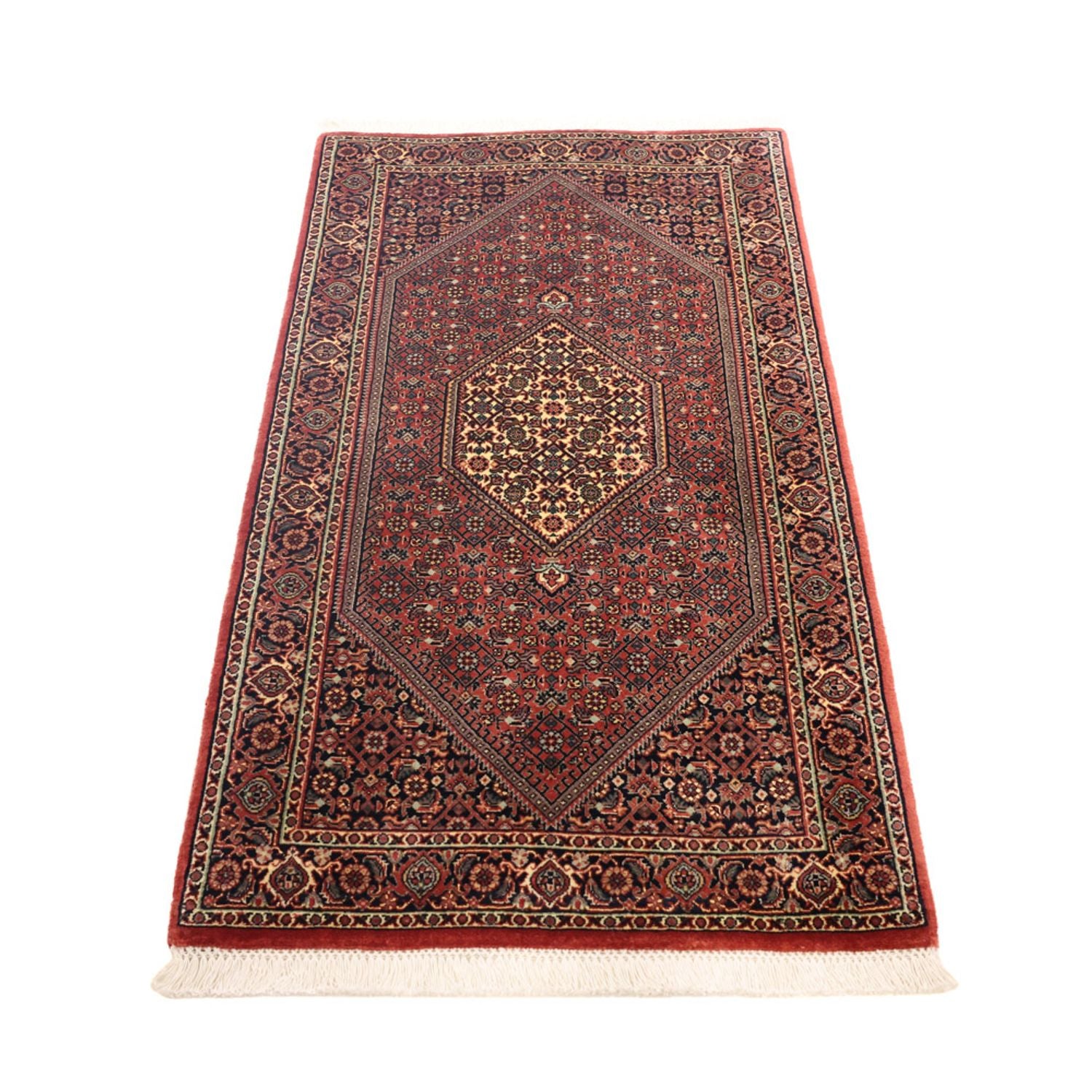 Alfombra persa - Bidjar - 136 x 70 cm - rojo oscuro