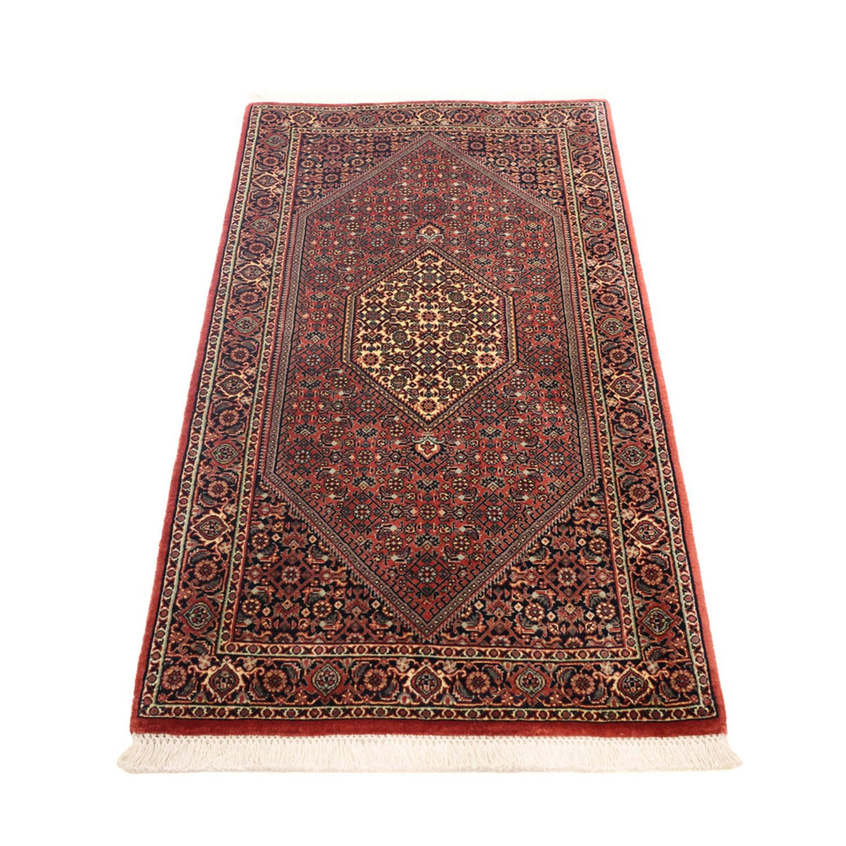 Alfombra persa - Bidjar - 136 x 70 cm - rojo oscuro