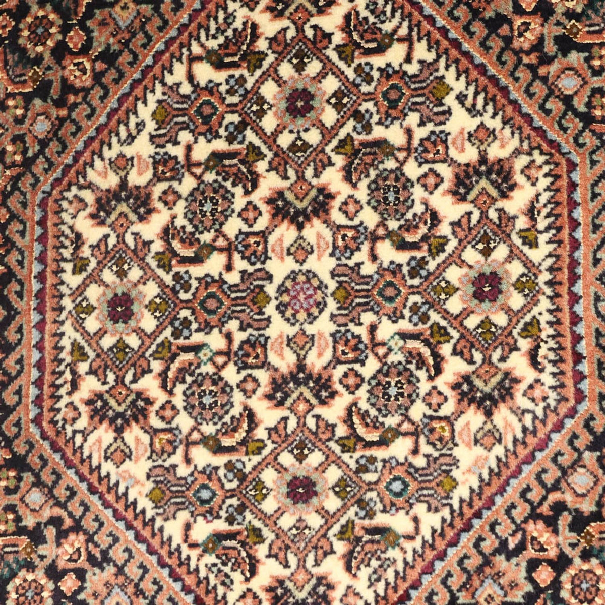Alfombra persa - Bidjar - 134 x 70 cm - beige oscuro