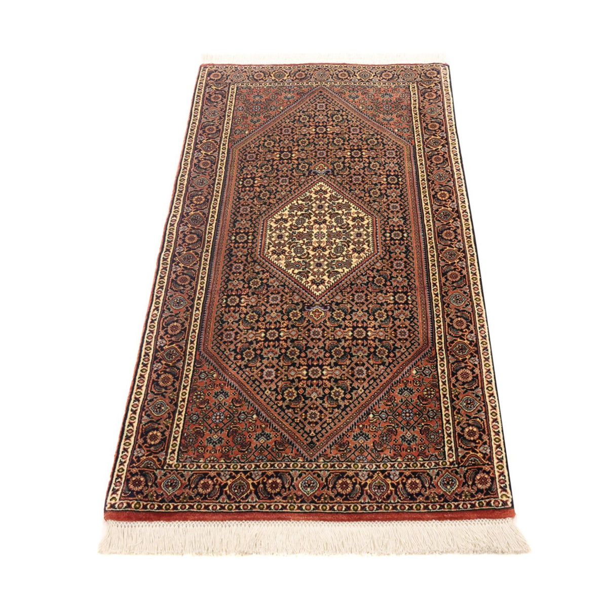 Alfombra persa - Bidjar - 134 x 70 cm - beige oscuro