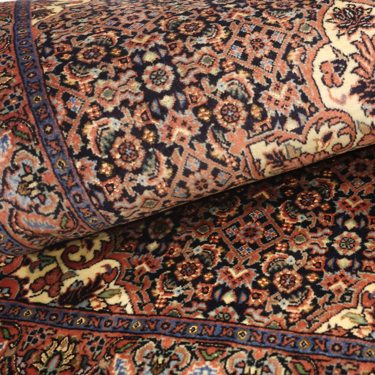 Alfombra persa - Bidjar - 138 x 72 cm - beige oscuro