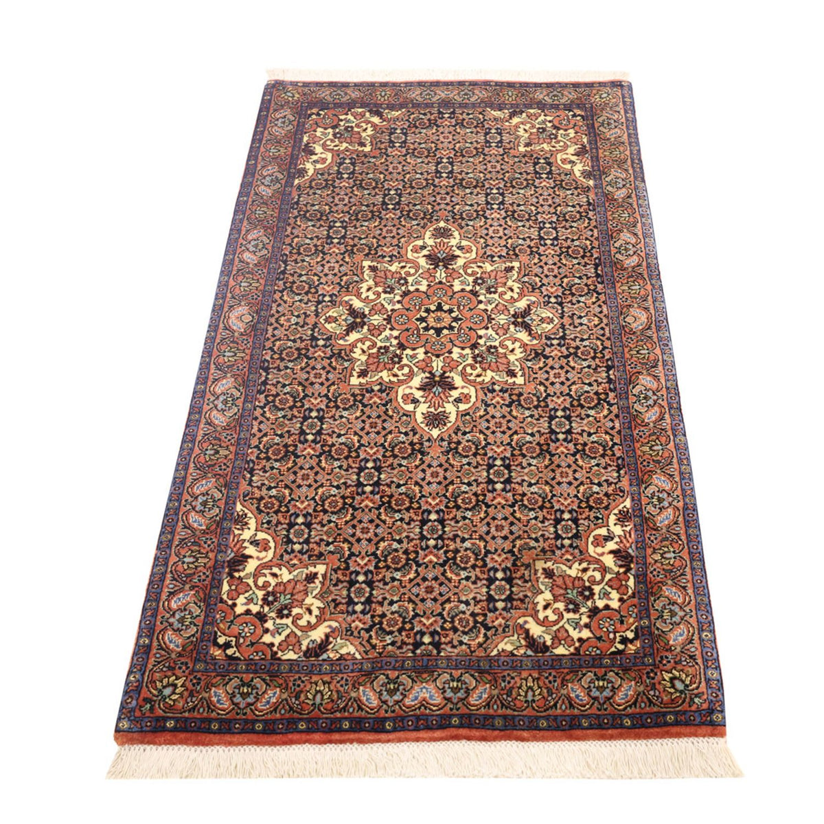 Alfombra persa - Bidjar - 138 x 72 cm - beige oscuro