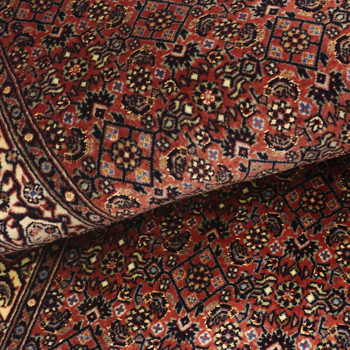 Alfombra persa - Bidjar - 142 x 72 cm - beige oscuro