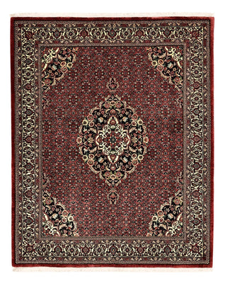 Alfombra persa - Bidjar - Real - 194 x 153 cm - rojo oscuro