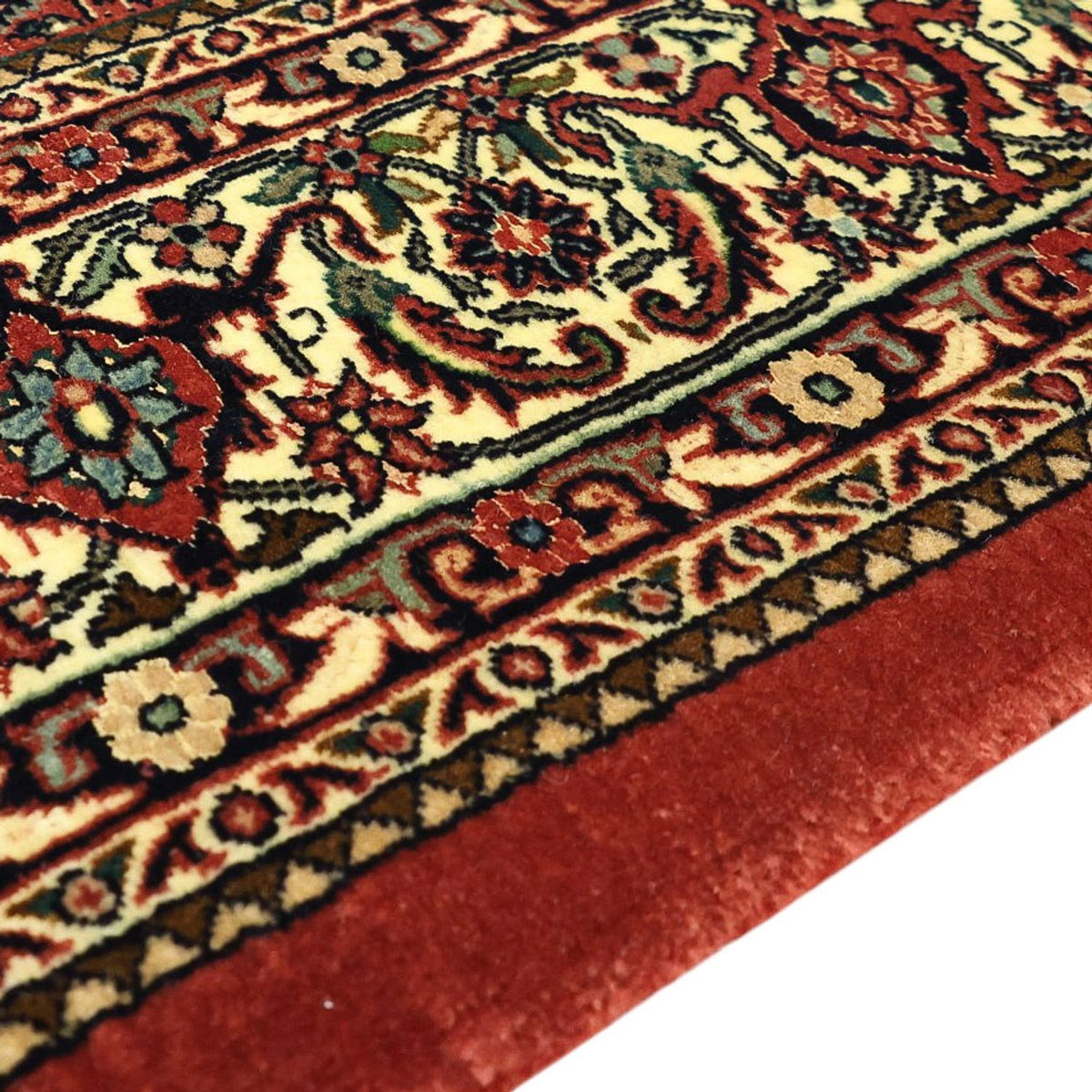 Alfombra persa - Bidjar - Real - 194 x 153 cm - rojo oscuro