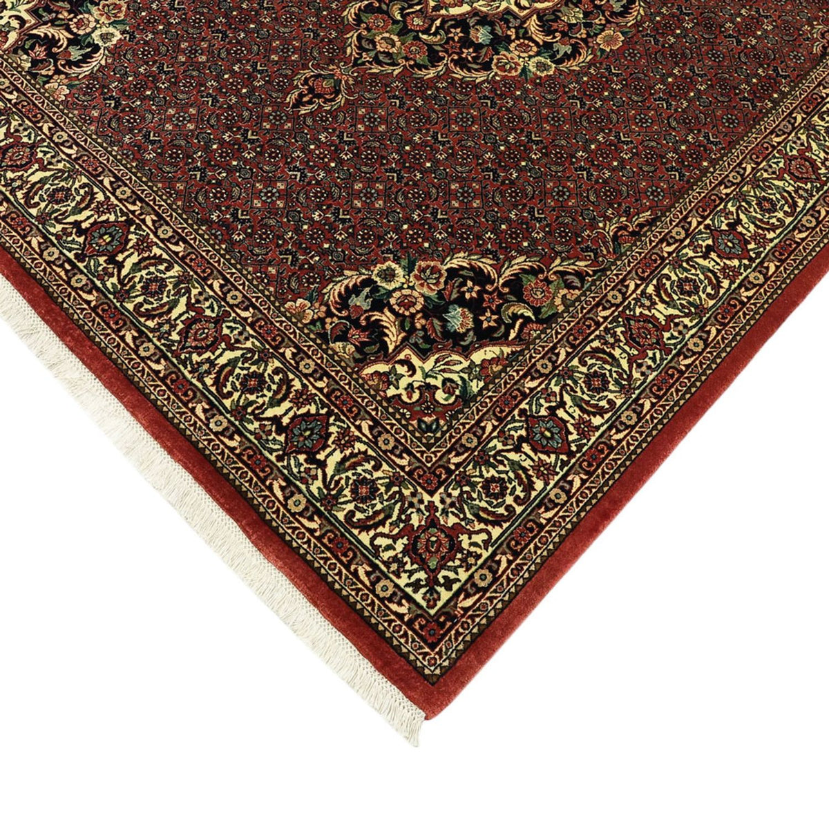 Alfombra persa - Bidjar - Real - 194 x 153 cm - rojo oscuro