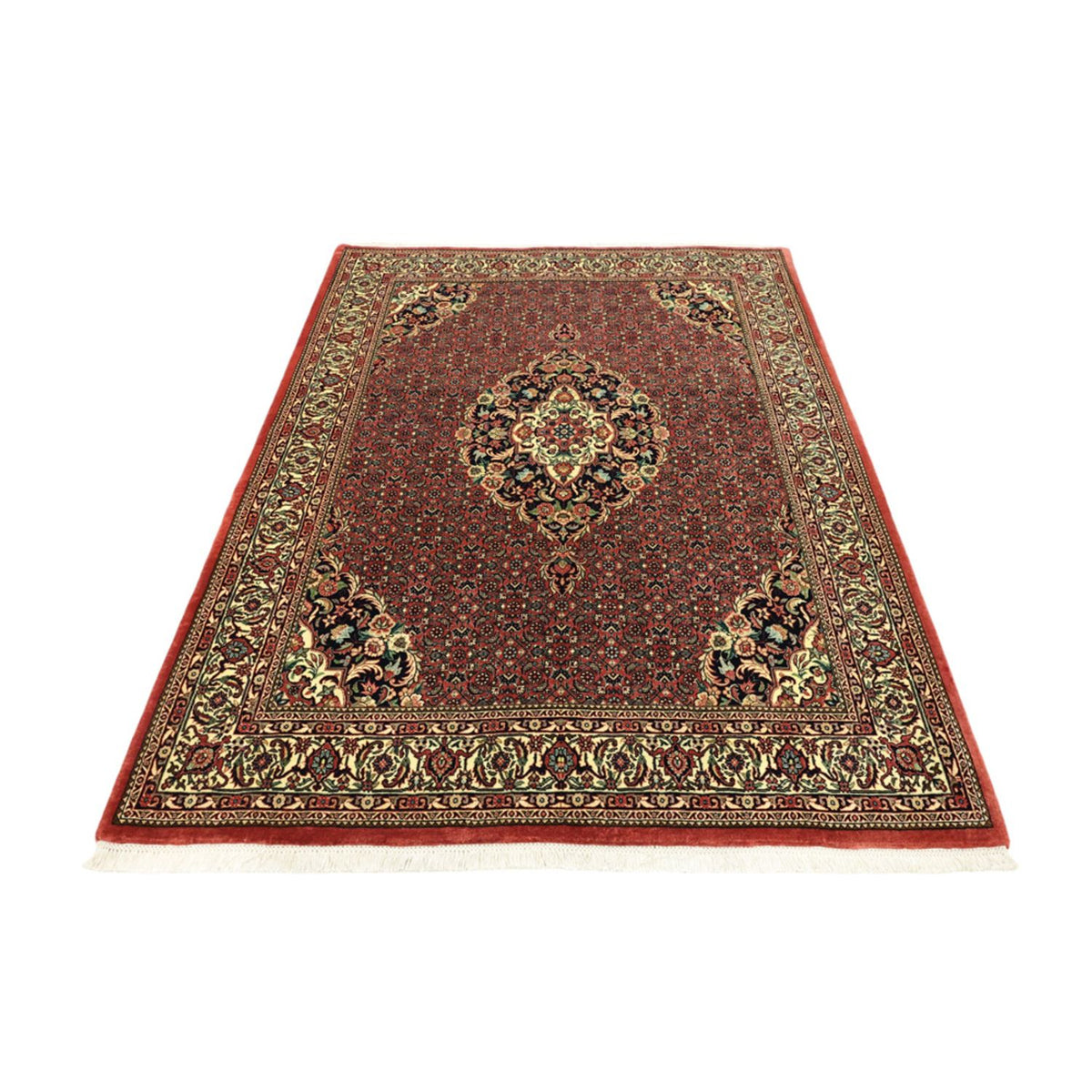 Alfombra persa - Bidjar - Real - 194 x 153 cm - rojo oscuro