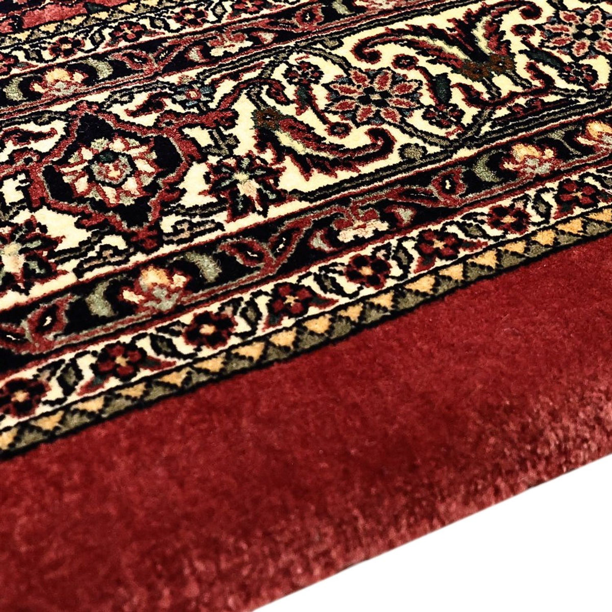 Alfombra persa - Bidjar - Real - 163 x 153 cm - rojo oscuro