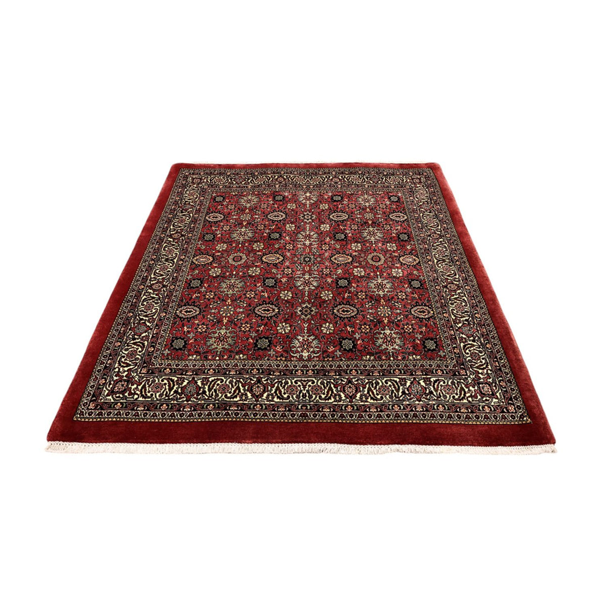 Alfombra persa - Bidjar - Real - 163 x 153 cm - rojo oscuro
