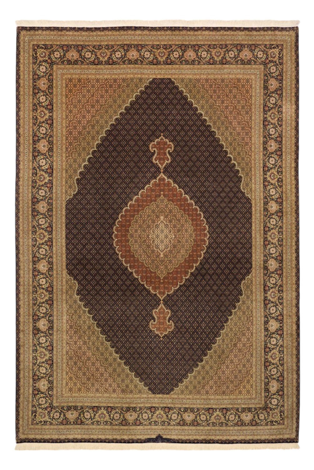 Alfombra Persa - Tabriz - Real - Urdimbre de seda - 362 x 251 cm - beige oscuro