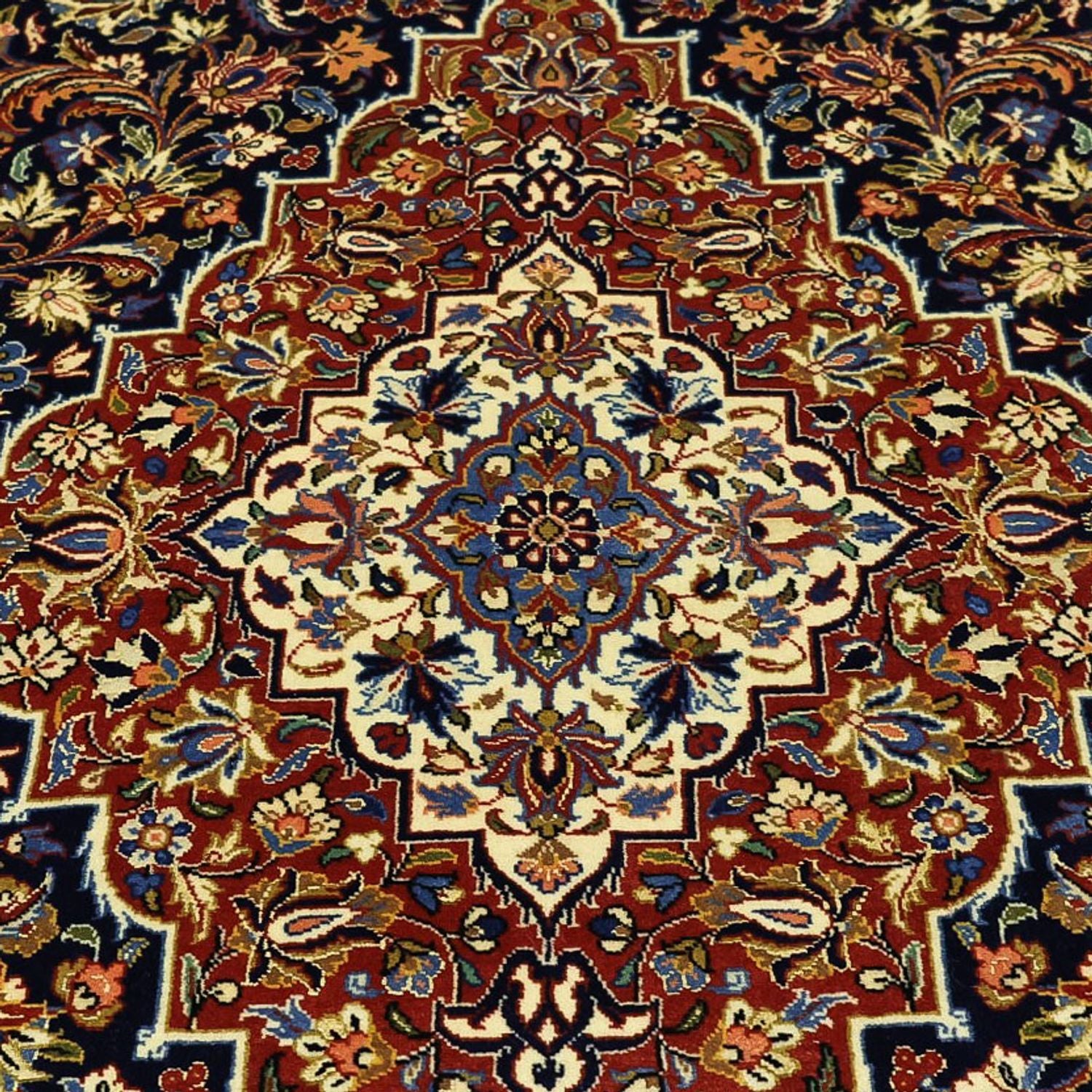 Alfombra persa - Keshan - 203 x 132 cm - azul oscuro