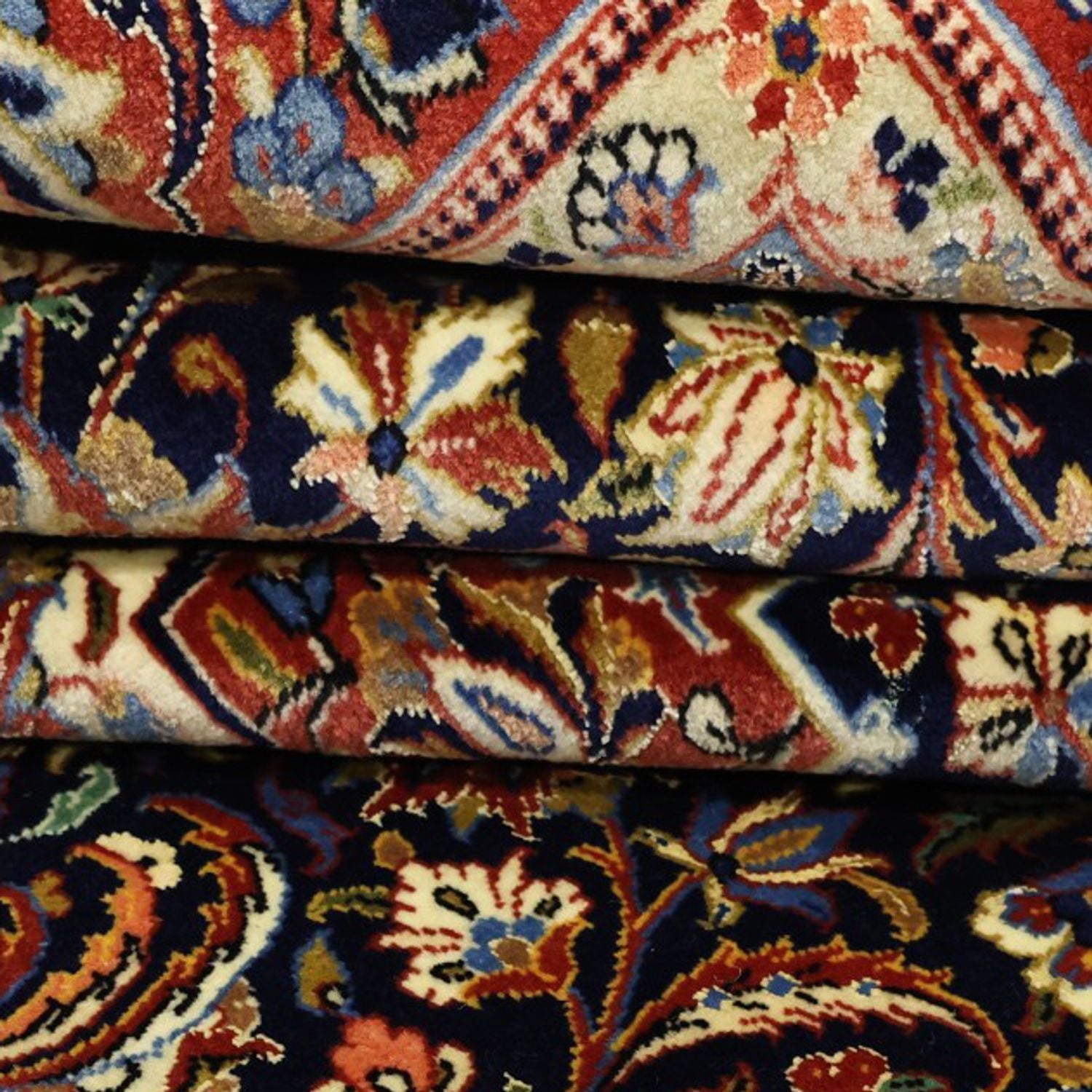 Alfombra persa - Keshan - 203 x 132 cm - azul oscuro
