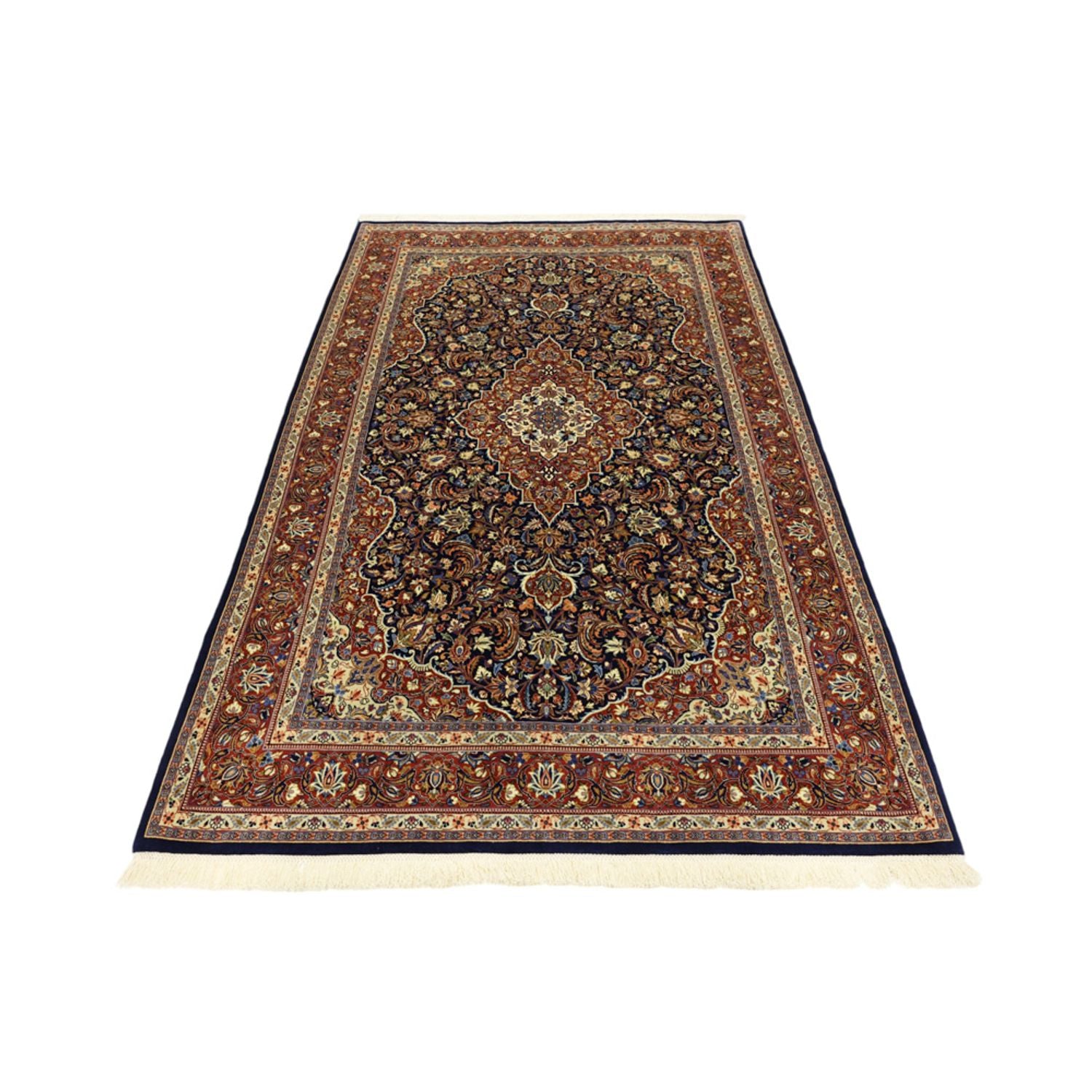 Alfombra persa - Keshan - 203 x 132 cm - azul oscuro