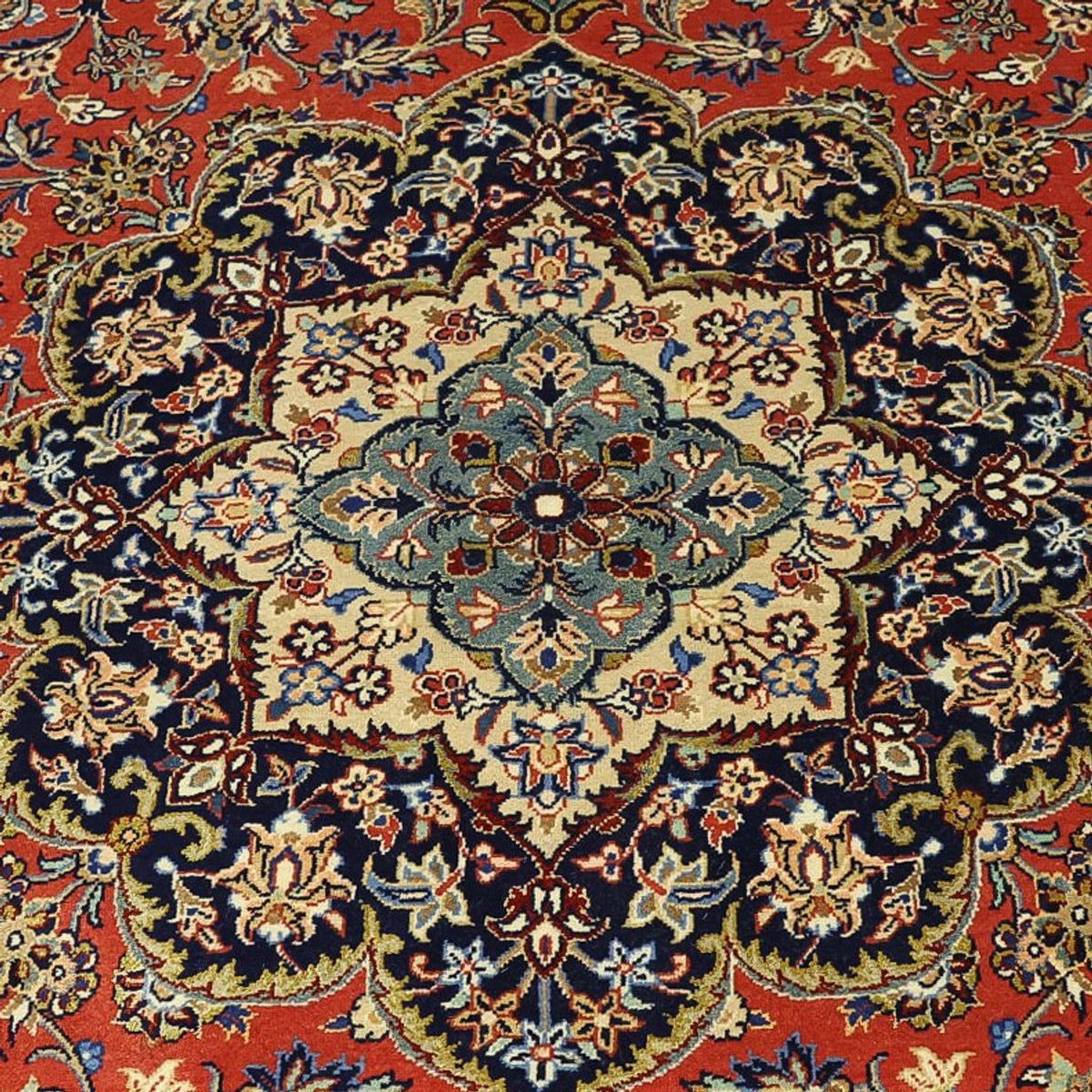 Alfombra Persa - Ghom - Royal - Urdimbre de seda - 220 x 141 cm - rojo