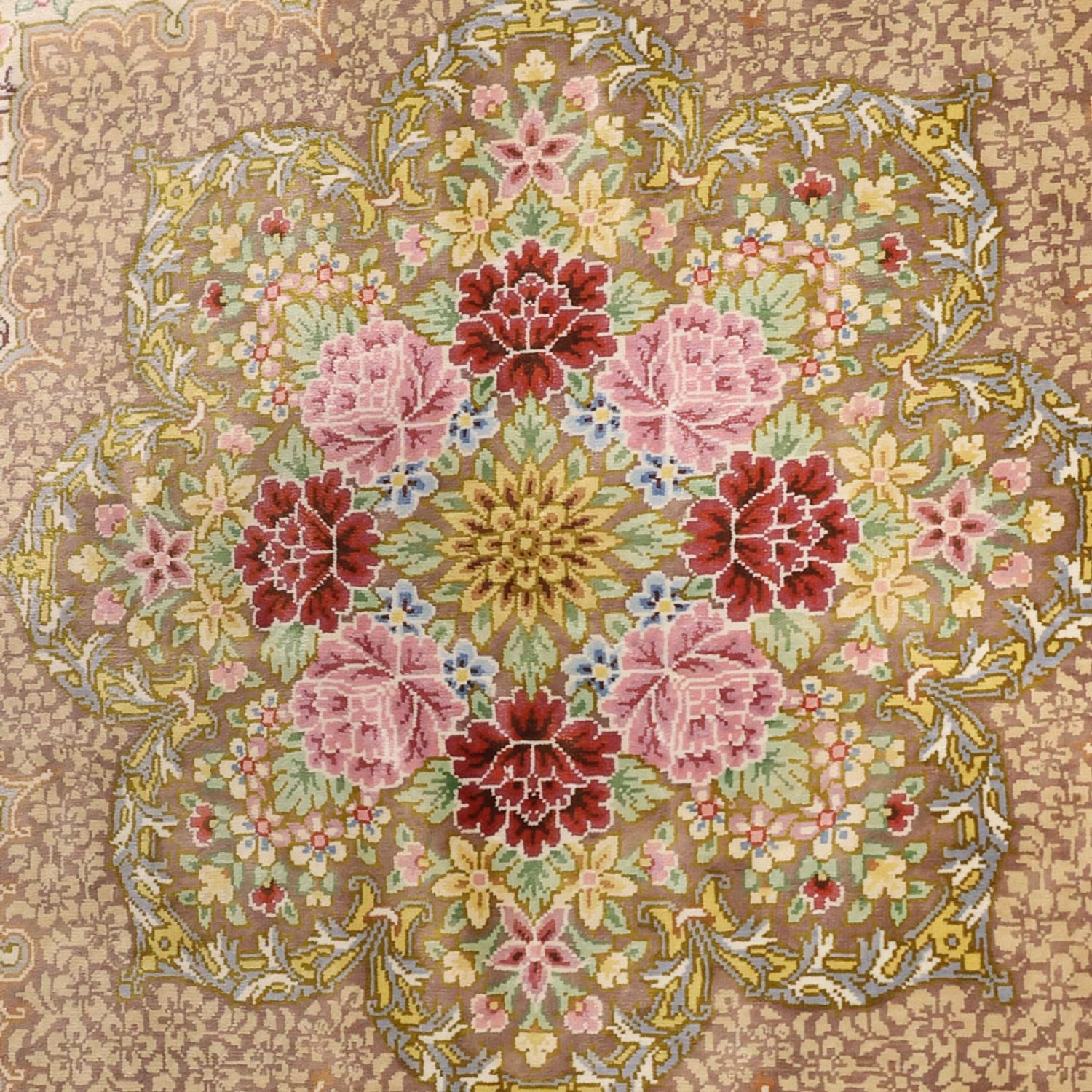 Alfombra persa - Ghom - Real - 165 x 101 cm - beige claro