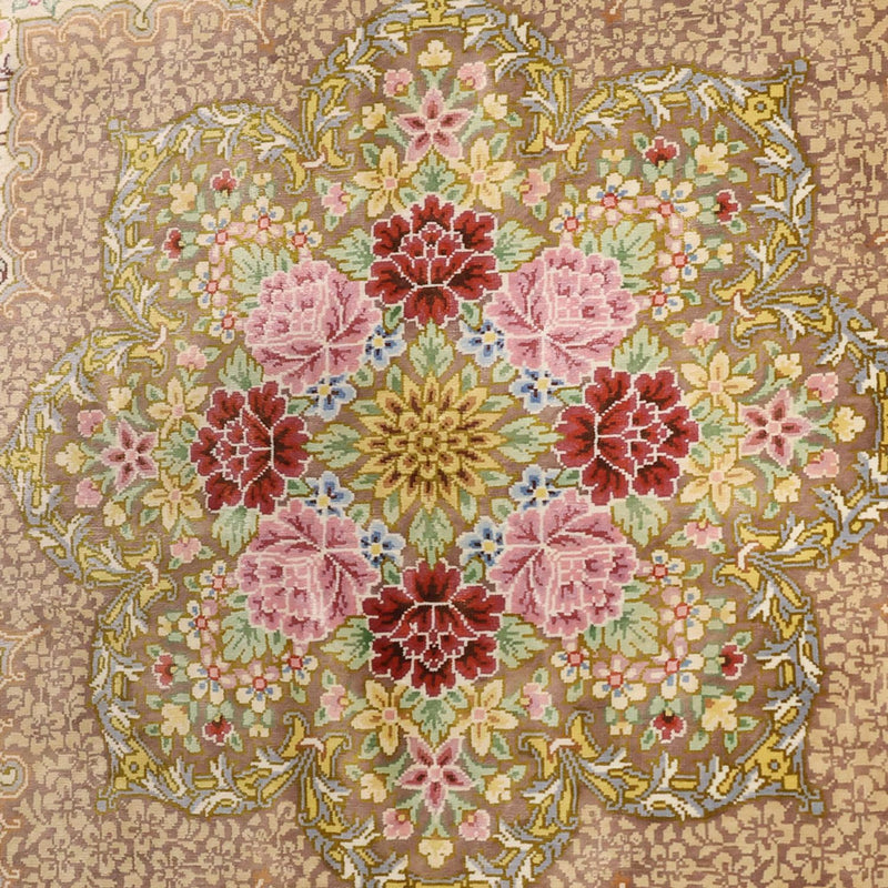Alfombra persa - Ghom - Real - 165 x 101 cm - beige claro
