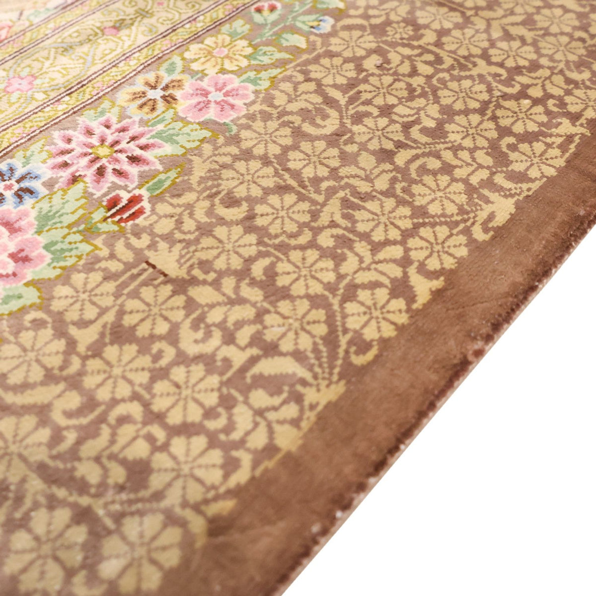 Alfombra persa - Ghom - Real - 165 x 101 cm - beige claro