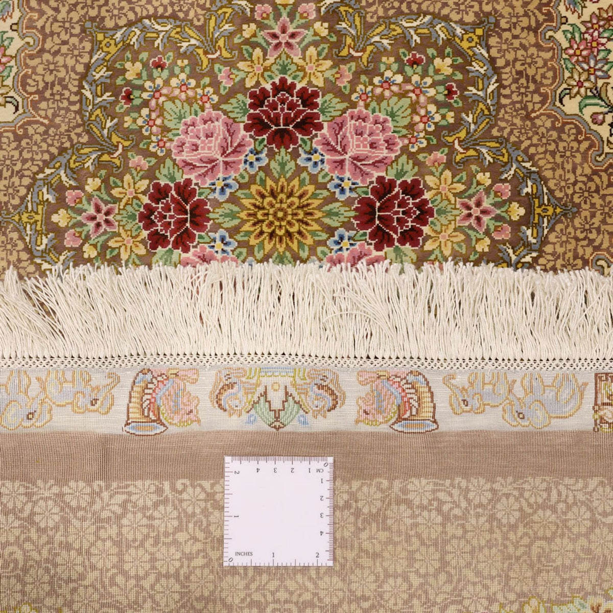 Alfombra persa - Ghom - Real - 165 x 101 cm - beige claro