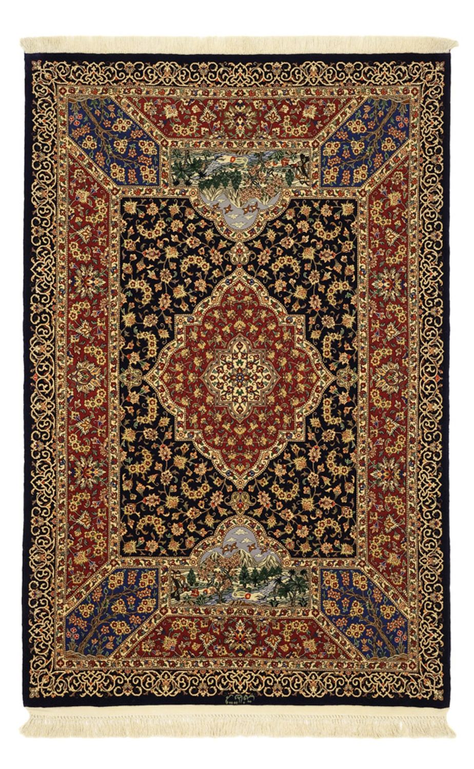 Alfombra persa - Ghom - 154 x 100 cm - beige oscuro