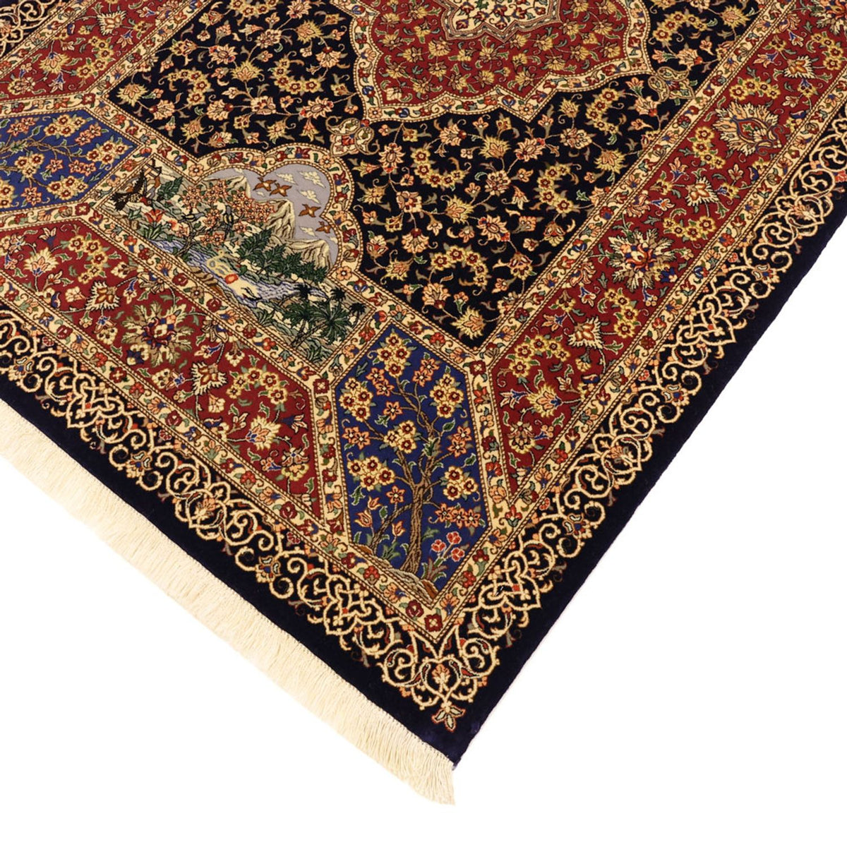 Alfombra persa - Ghom - 154 x 100 cm - beige oscuro