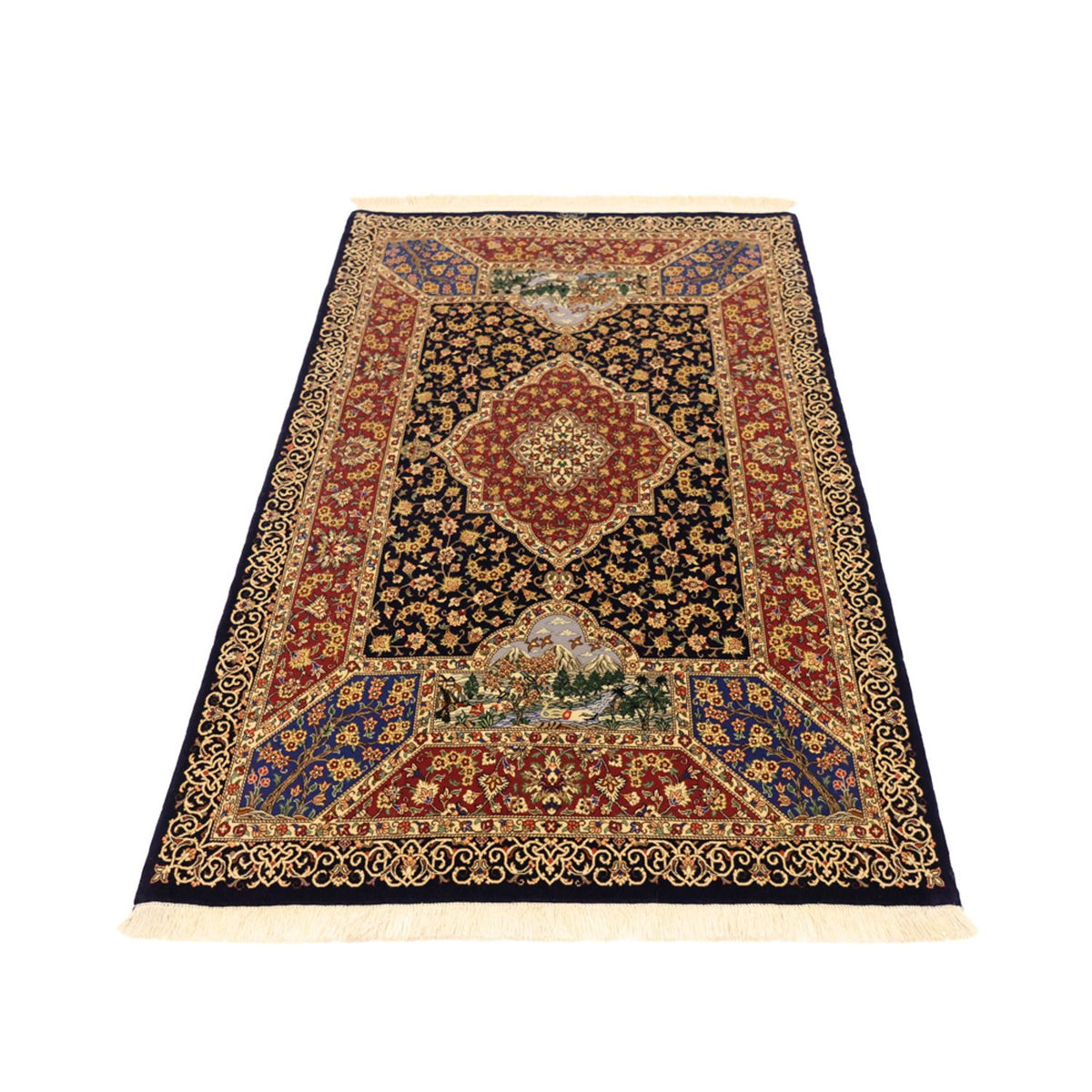 Alfombra persa - Ghom - 154 x 100 cm - beige oscuro