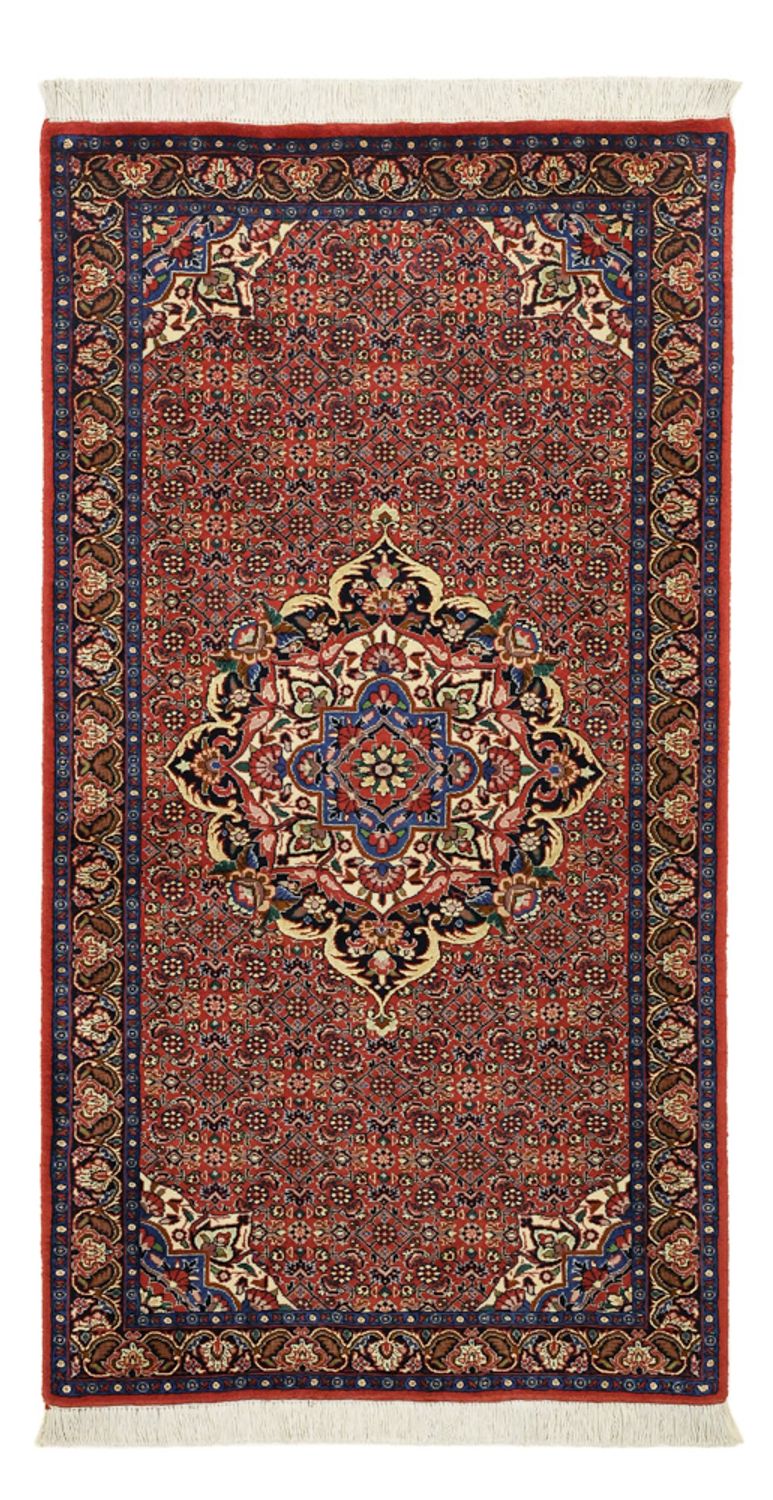 Alfombra persa - Bidjar - 136 x 71 cm - rojo oscuro