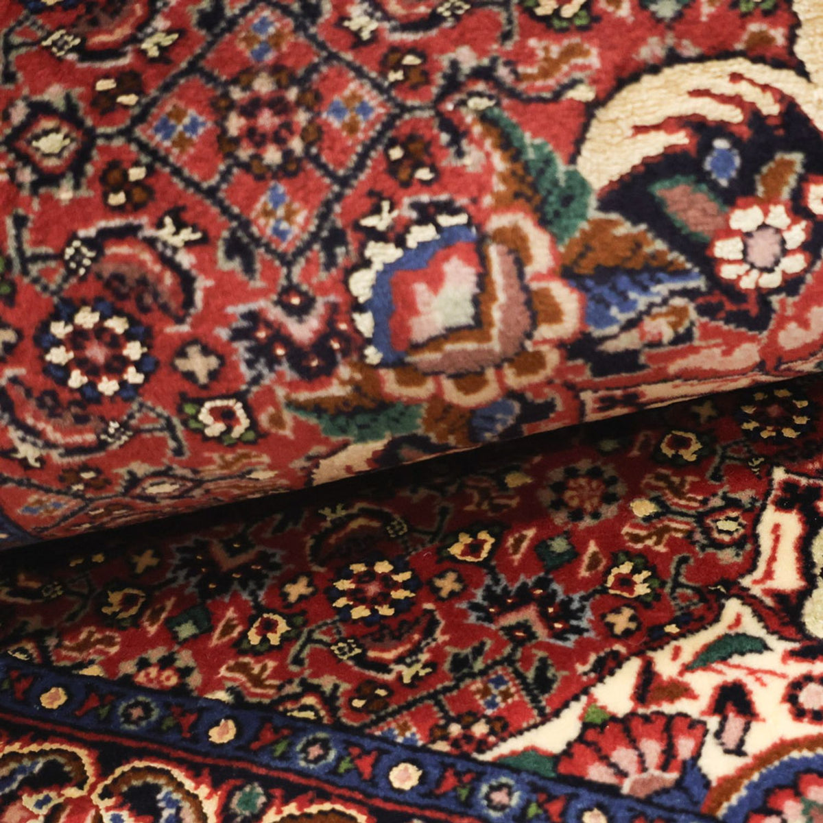 Alfombra persa - Bidjar - 136 x 71 cm - rojo oscuro