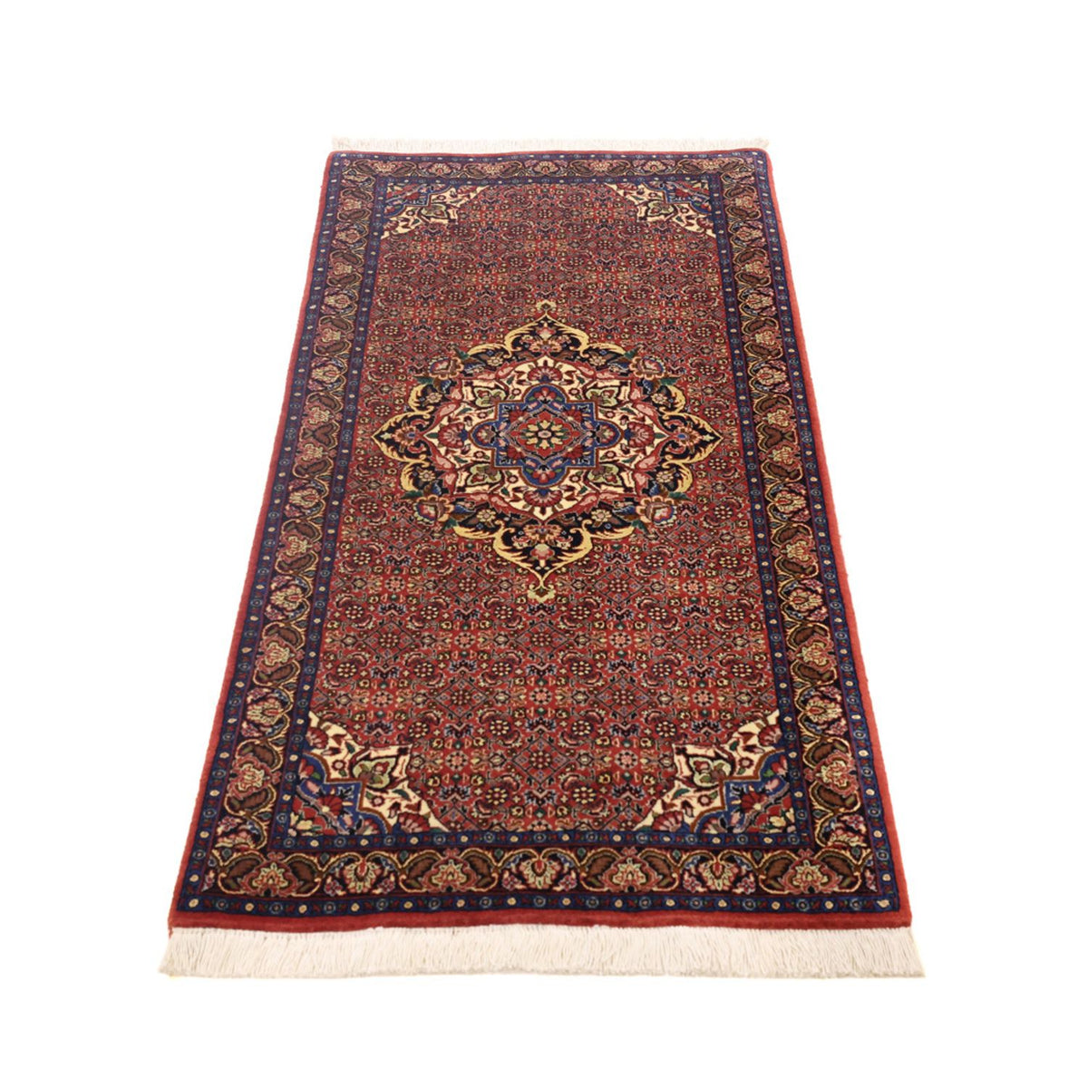 Alfombra persa - Bidjar - 136 x 71 cm - rojo oscuro