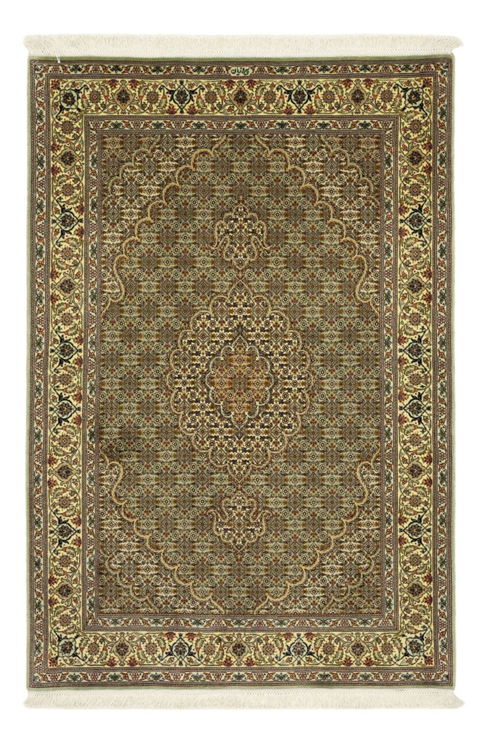 Alfombra Persa - Tabriz - Real - 151 x 100 cm - verde oliva