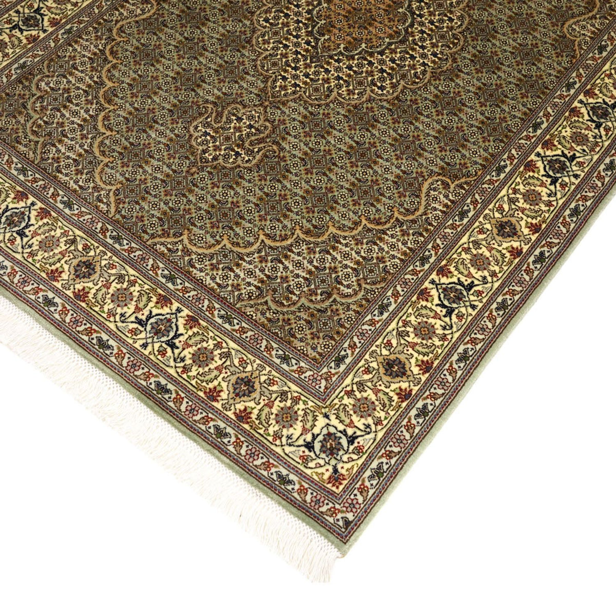 Alfombra Persa - Tabriz - Real - 151 x 100 cm - verde oliva