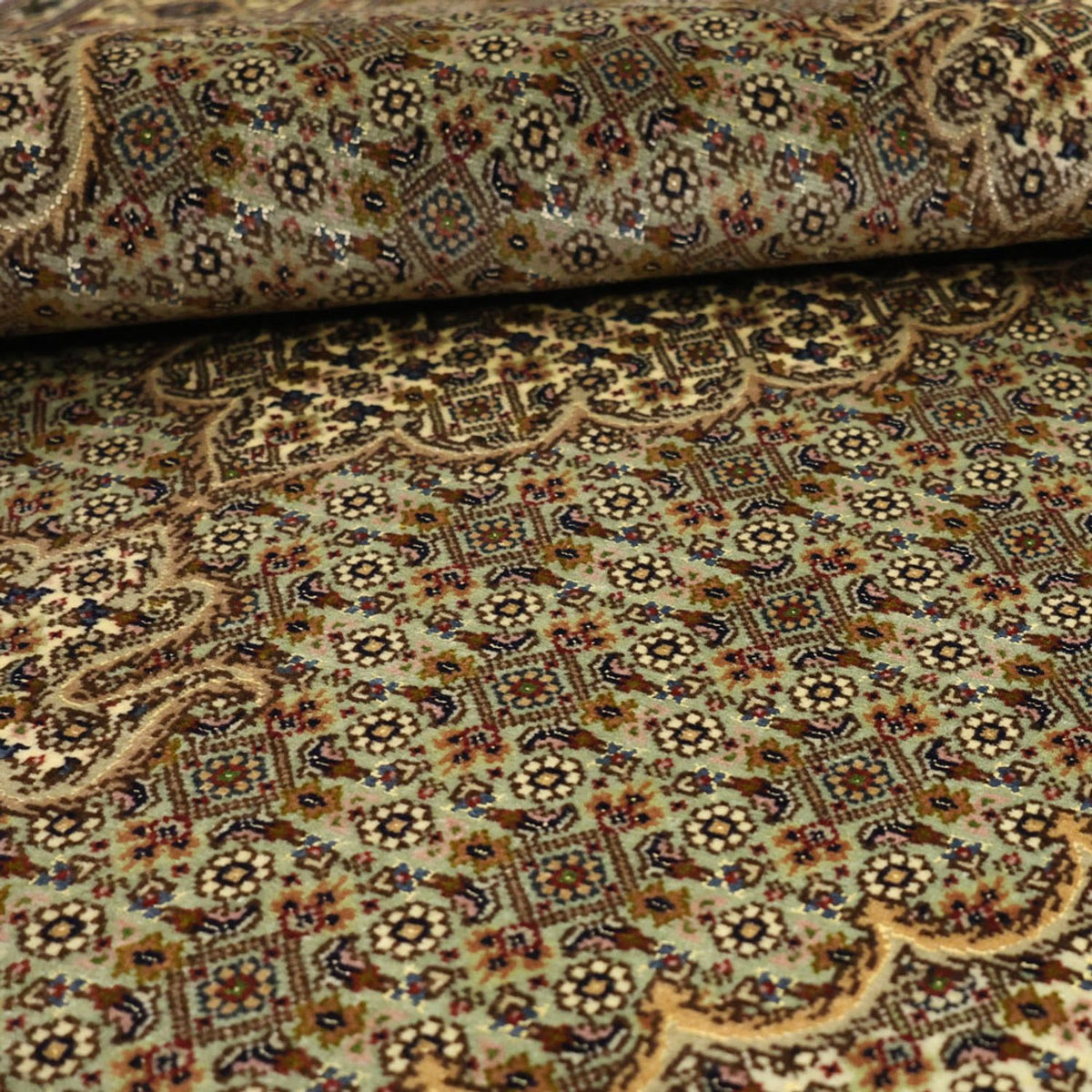 Alfombra Persa - Tabriz - Real - 151 x 100 cm - verde oliva