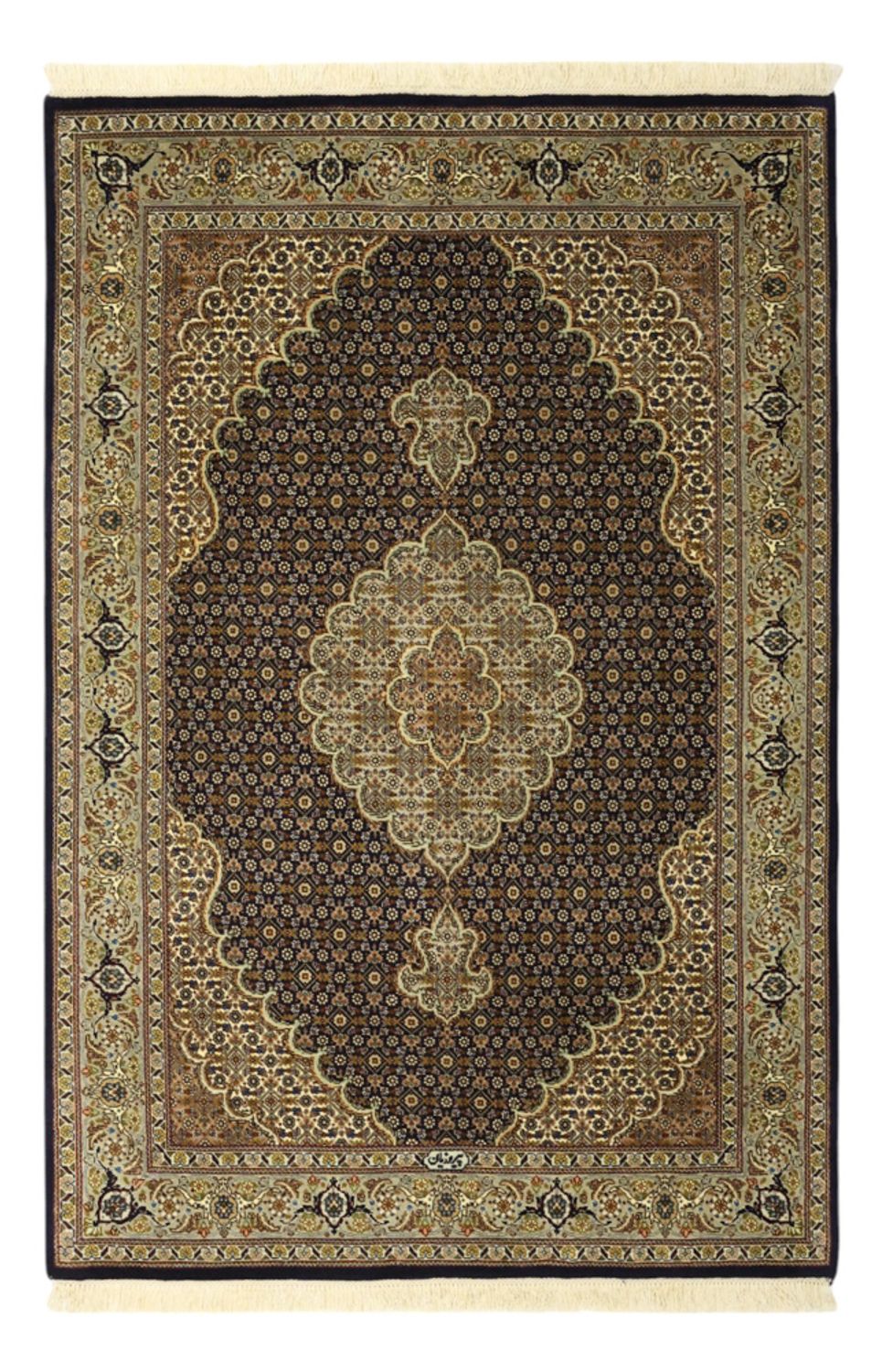 Alfombra Persa - Tabriz - Real - Urdimbre de seda - 149 x 100 cm - beige oscuro