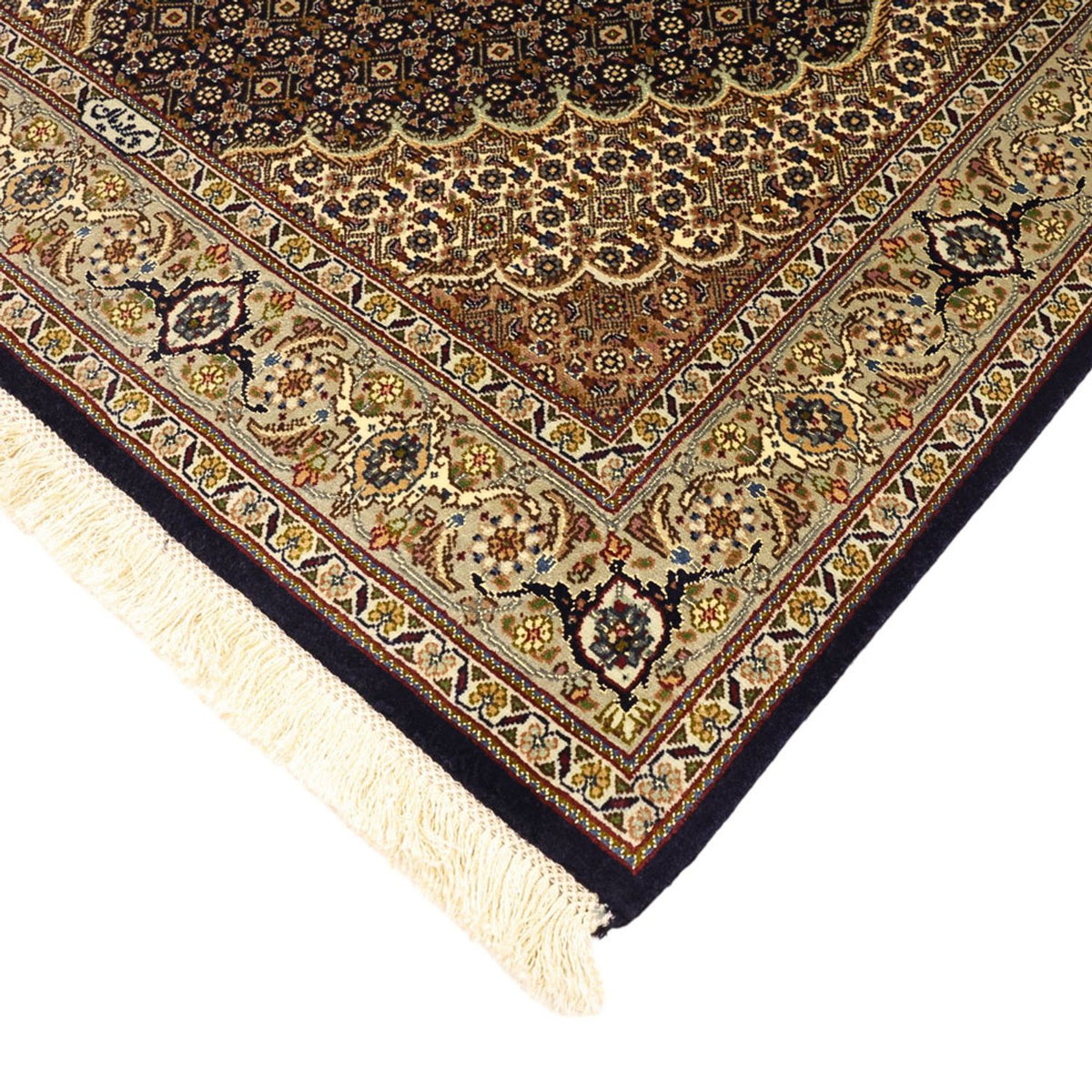 Alfombra Persa - Tabriz - Real - Urdimbre de seda - 149 x 100 cm - beige oscuro