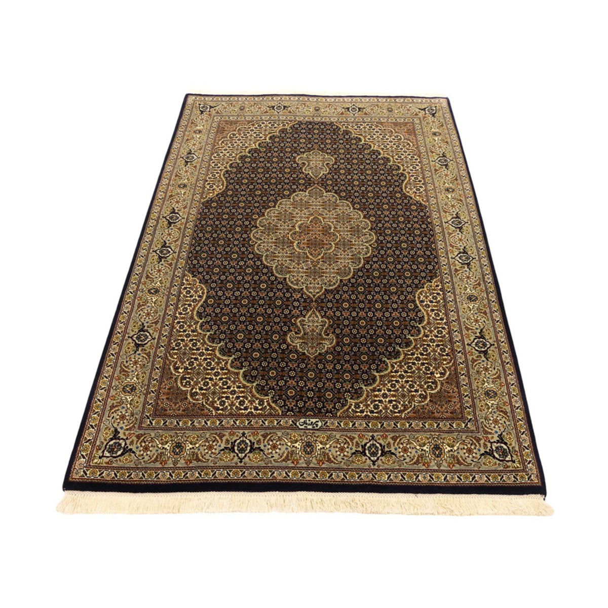 Alfombra Persa - Tabriz - Real - Urdimbre de seda - 149 x 100 cm - beige oscuro
