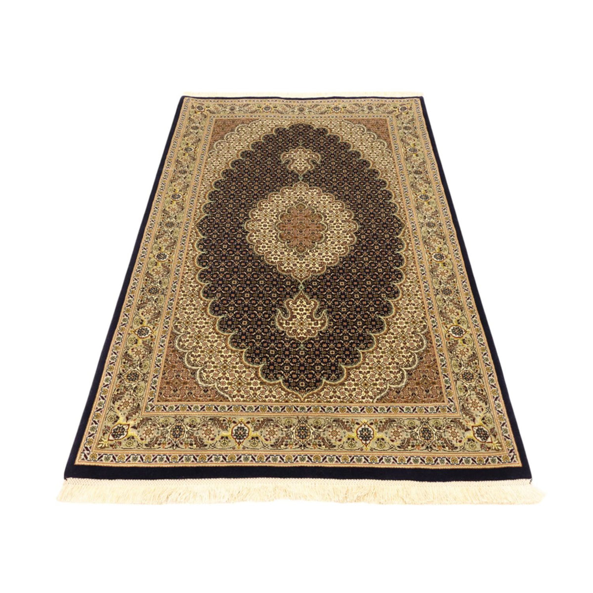 Alfombra Persa - Tabriz - Real - Urdimbre de seda - 159 x 98 cm - beige oscuro