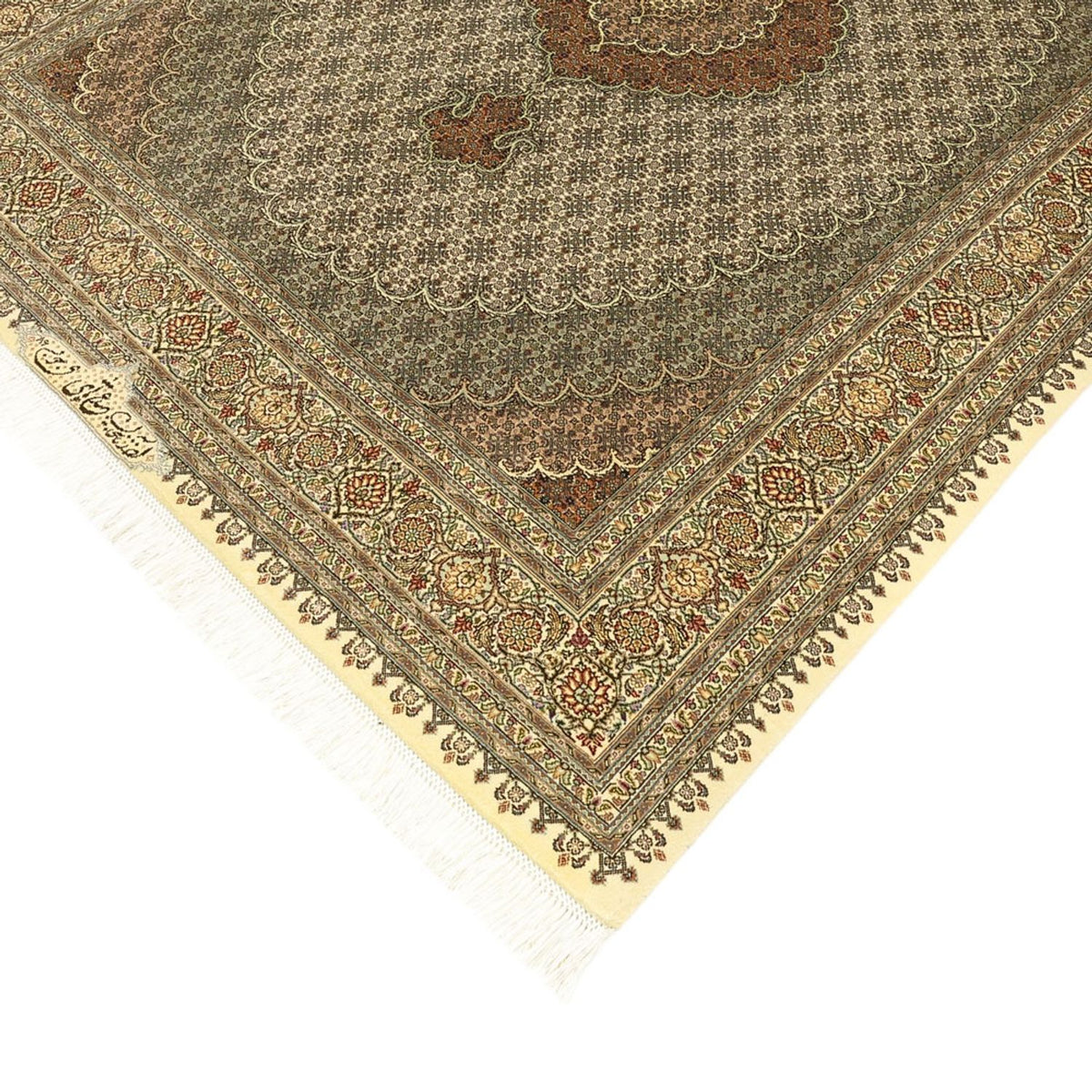 Alfombra Persa - Tabriz - Real - Real - 197 x 154 cm - beige oscuro