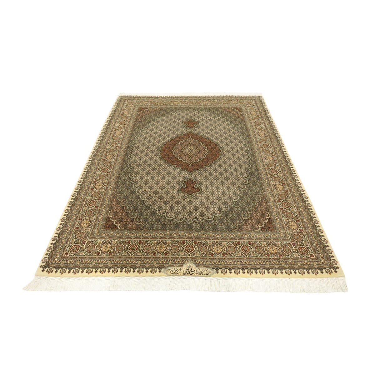 Alfombra Persa - Tabriz - Real - Real - 197 x 154 cm - beige oscuro