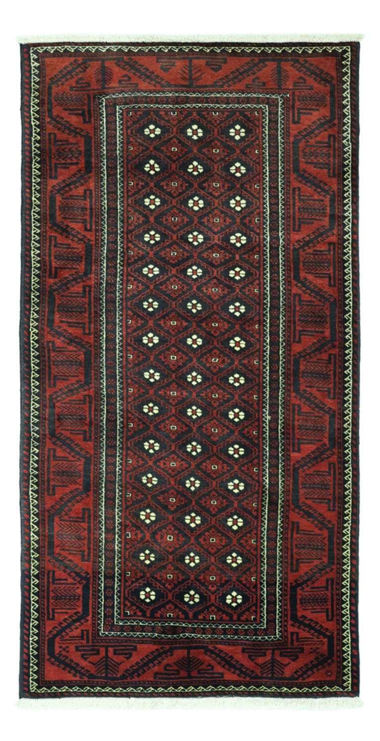 Alfombra de pasillo Alfombra Belutsch - 198 x 103 cm - rojo oscuro