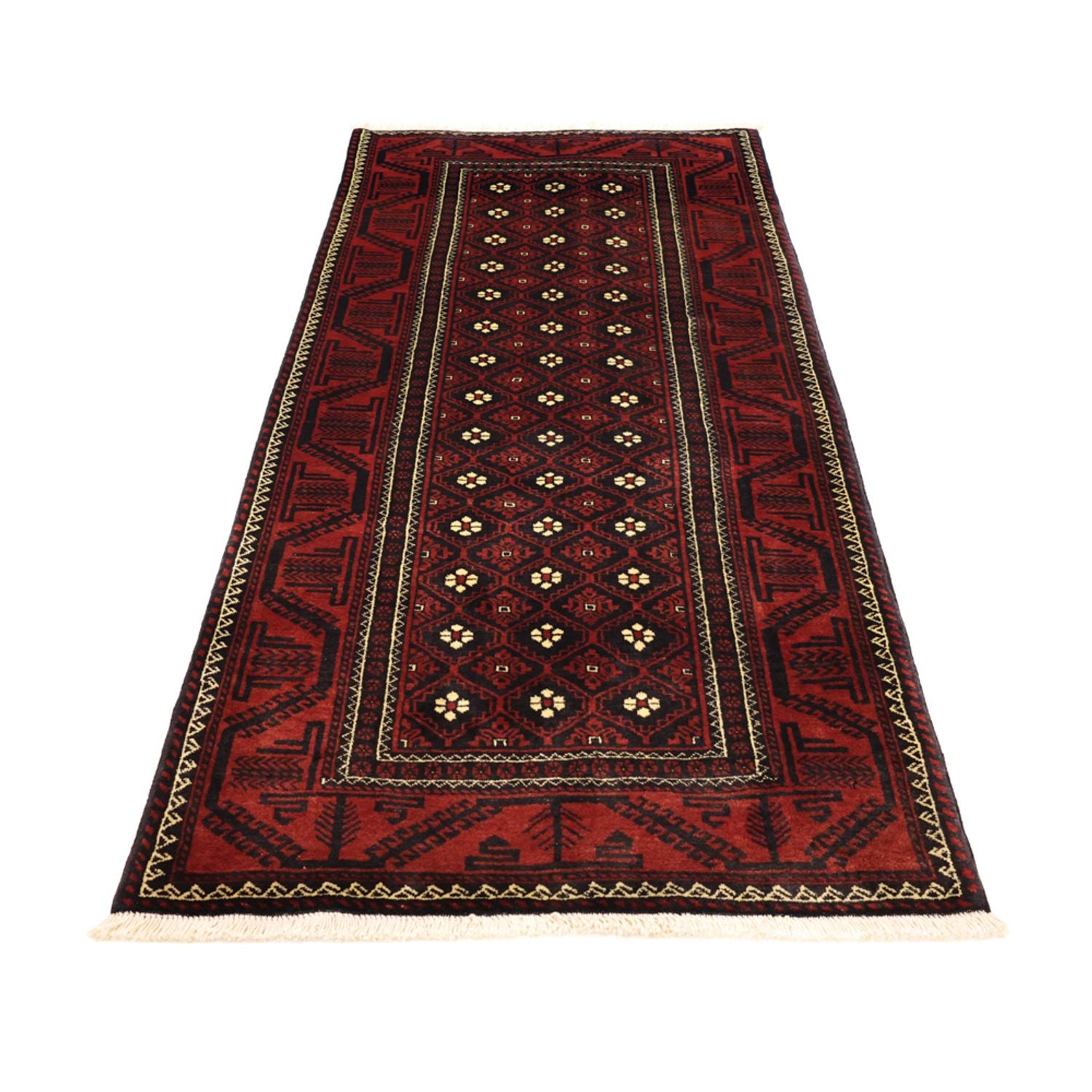 Alfombra de pasillo Alfombra Belutsch - 198 x 103 cm - rojo oscuro