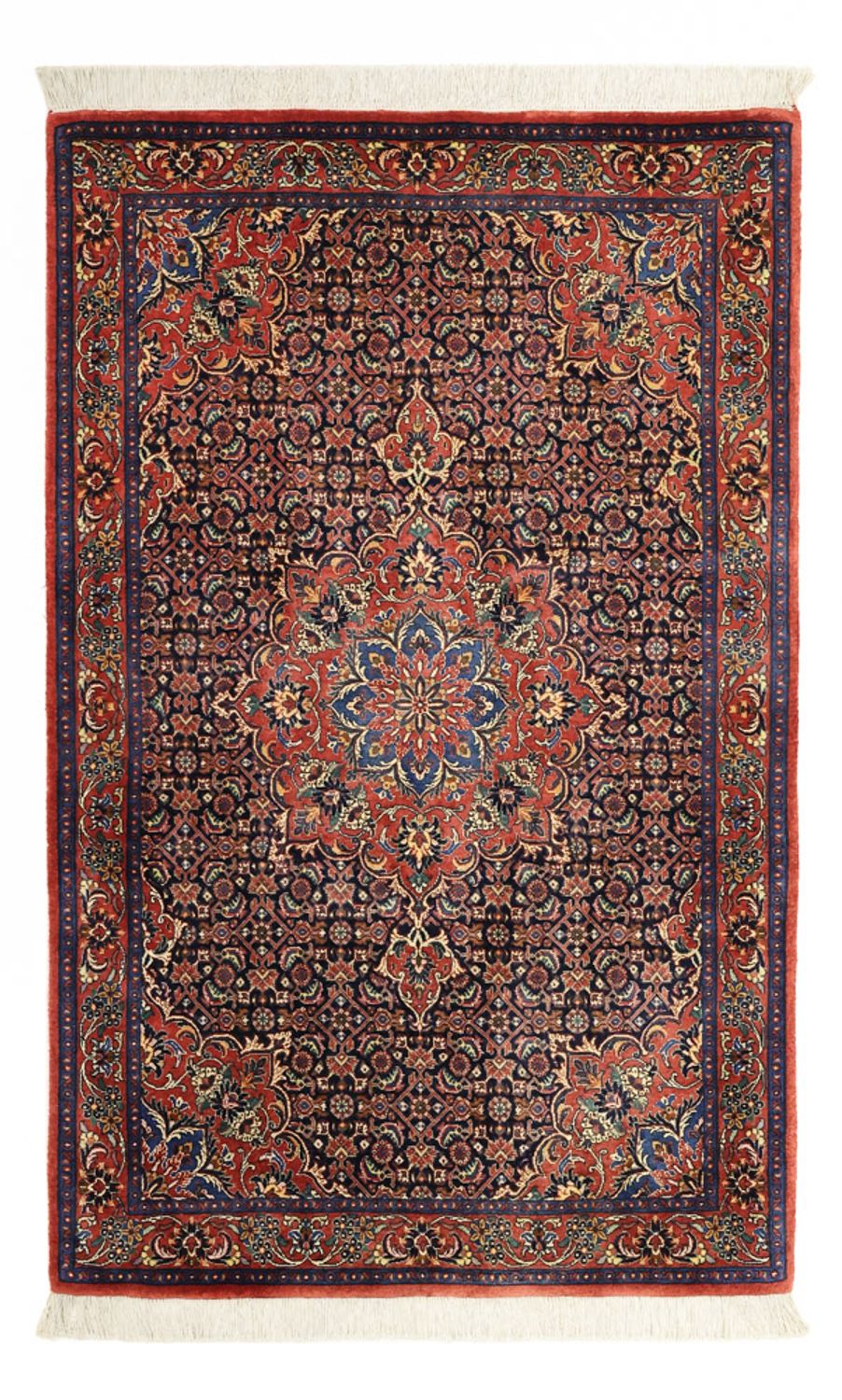 Alfombra persa - Bidjar - 142 x 90 cm - rojo oscuro