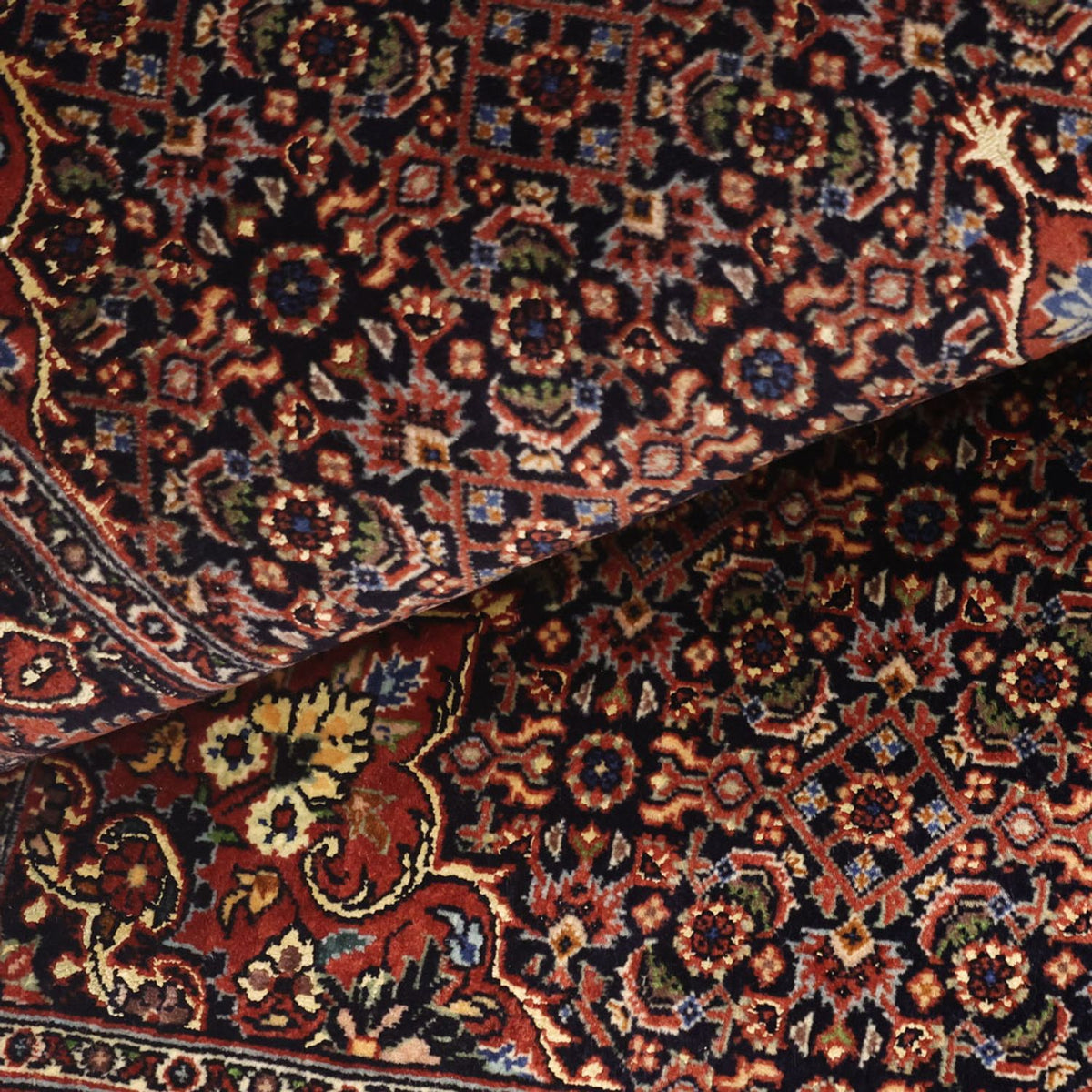 Alfombra persa - Bidjar - 144 x 75 cm - rojo oscuro