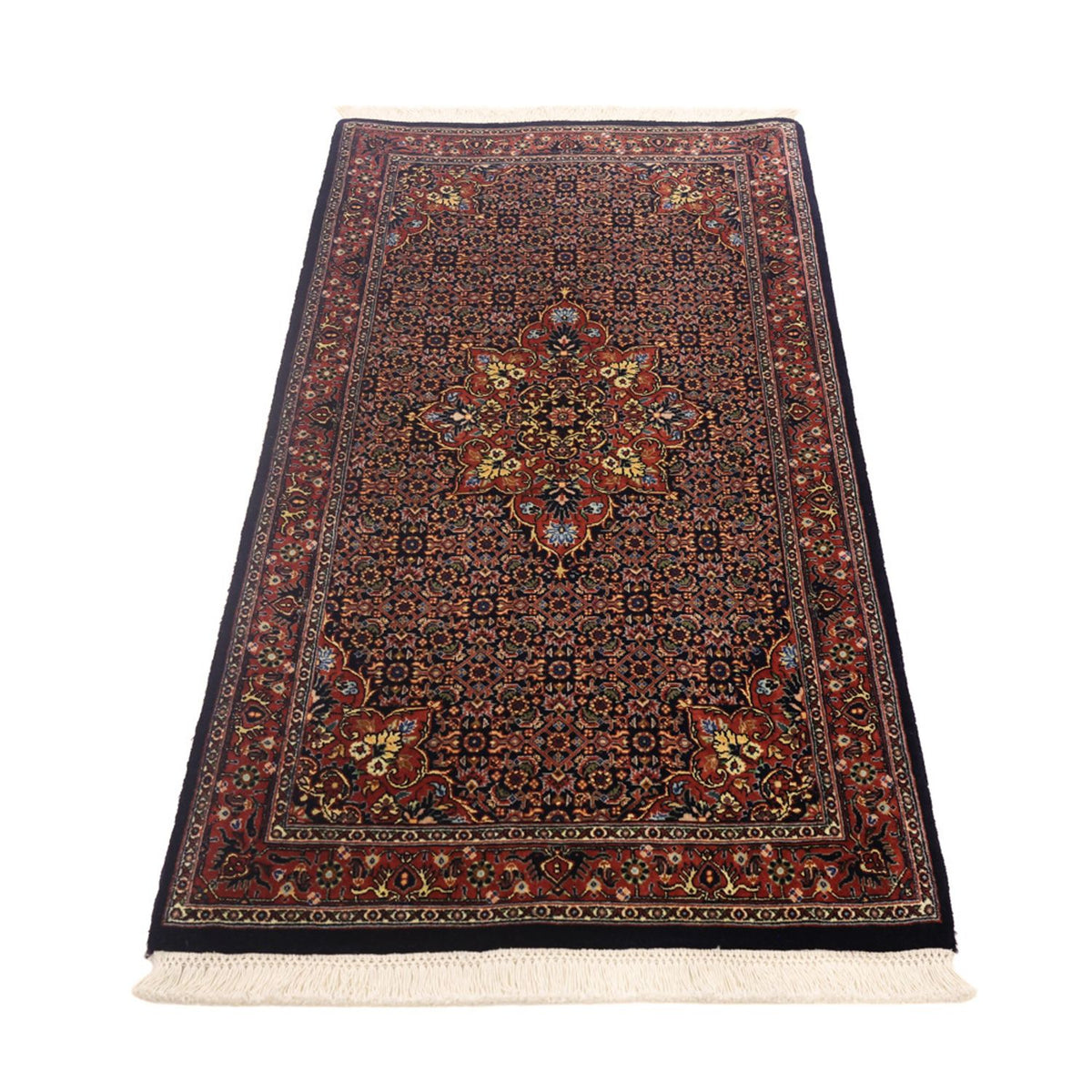 Alfombra persa - Bidjar - 144 x 75 cm - rojo oscuro