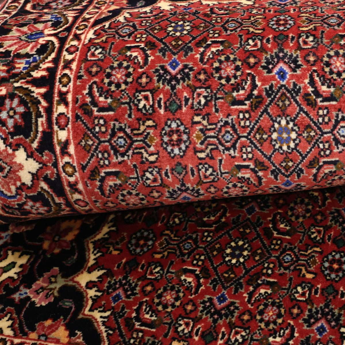 Alfombra persa - Bidjar - 144 x 73 cm - rojo oscuro