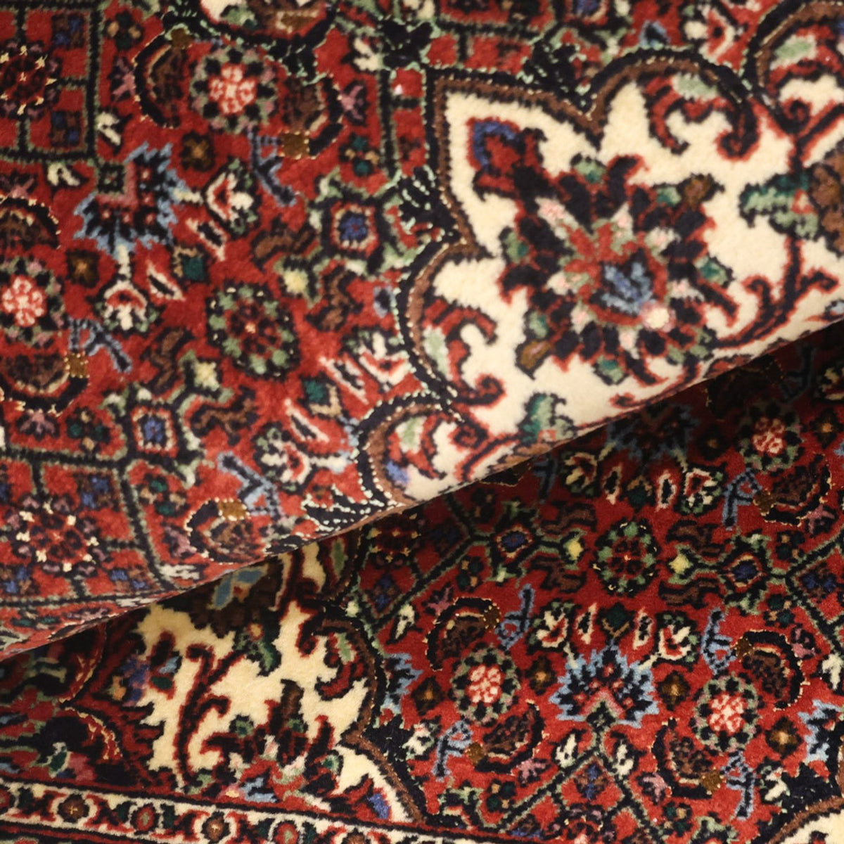 Alfombra persa - Bidjar - Real - 147 x 72 cm - rojo oscuro