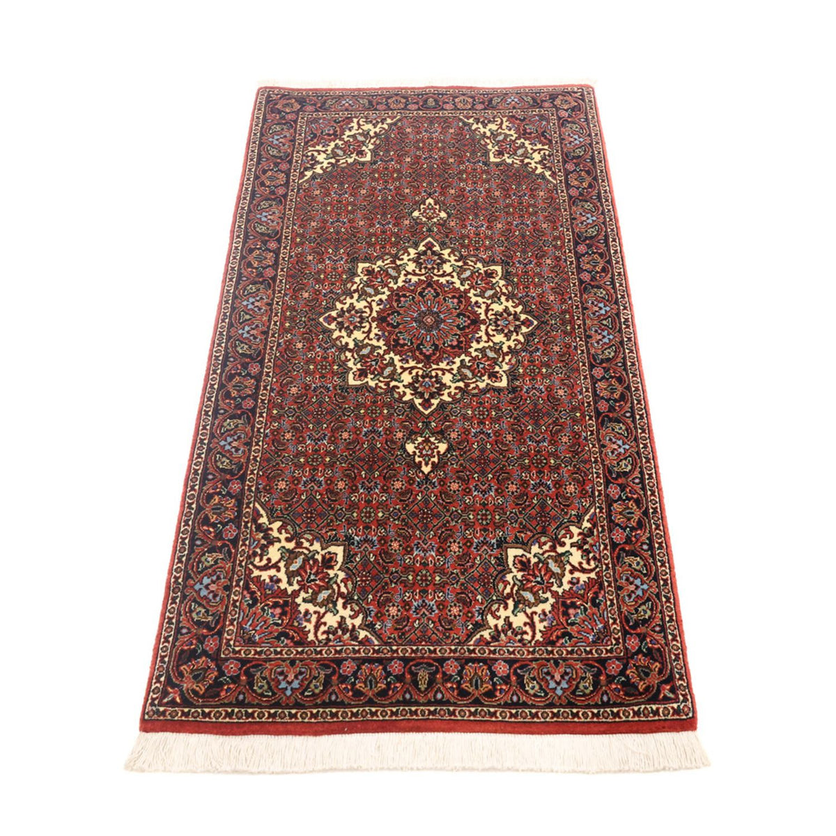 Alfombra persa - Bidjar - Real - 147 x 72 cm - rojo oscuro