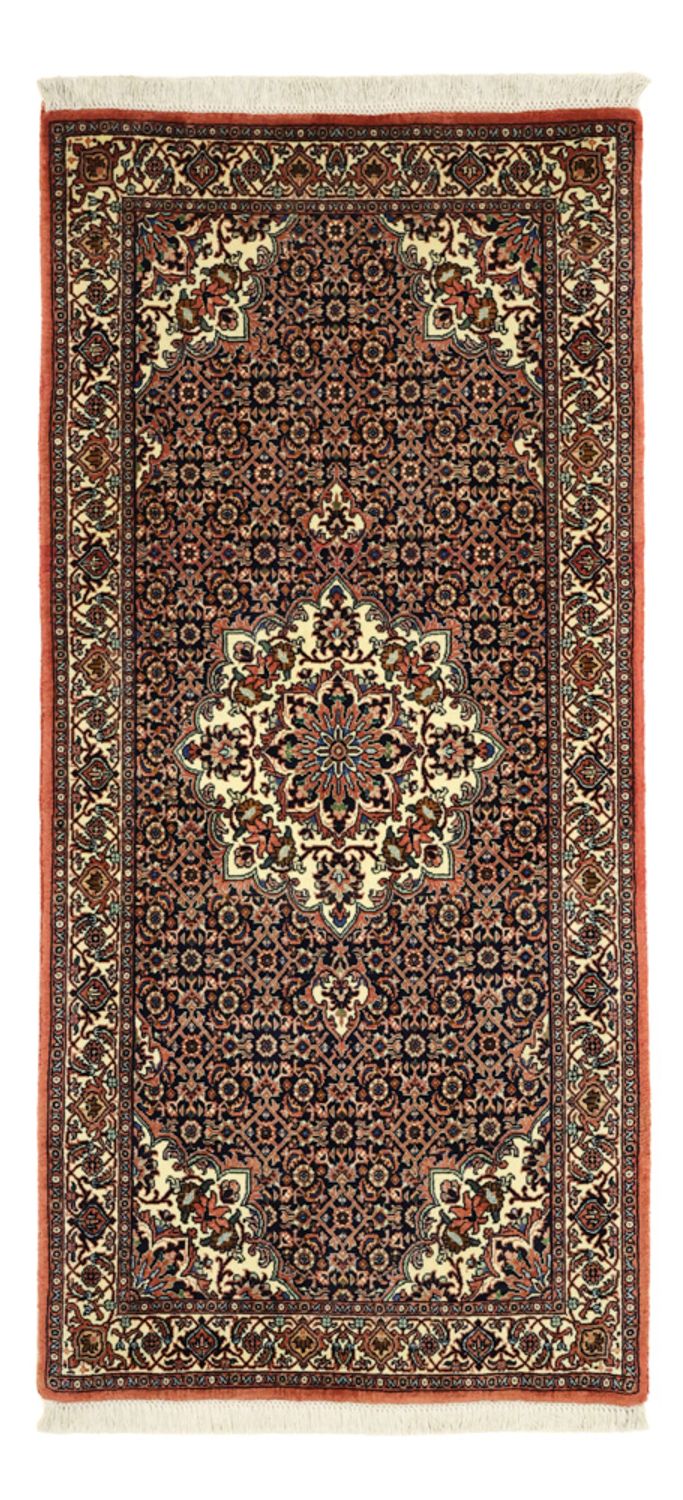 Alfombra persa - Bidjar - Real - 149 x 69 cm - rojo oscuro