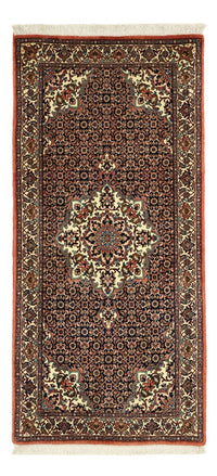 Alfombra persa - Bidjar - Real - 149 x 69 cm - rojo oscuro